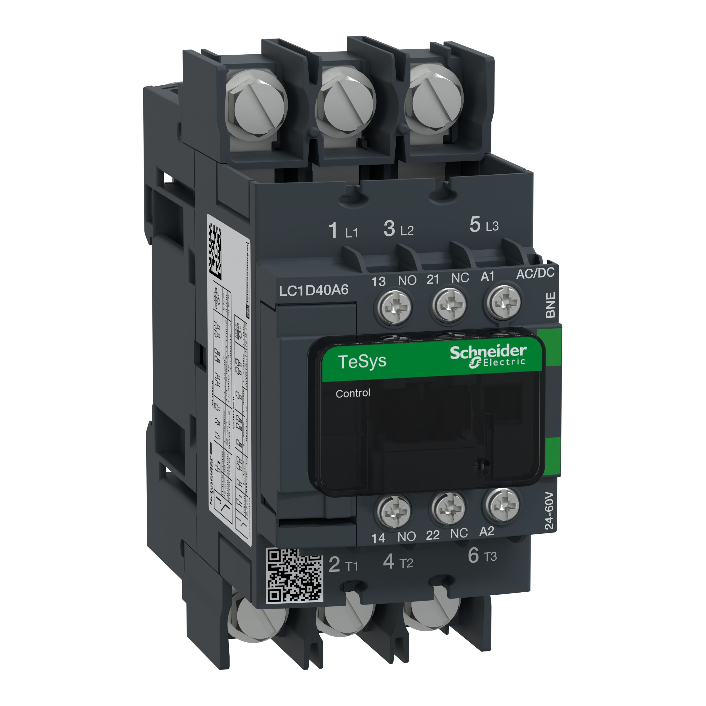 Schneider Electric - TeSys D Green - contacteur 3P (3NO) 40A - 24/60VCA/CC - basse conso - cosses