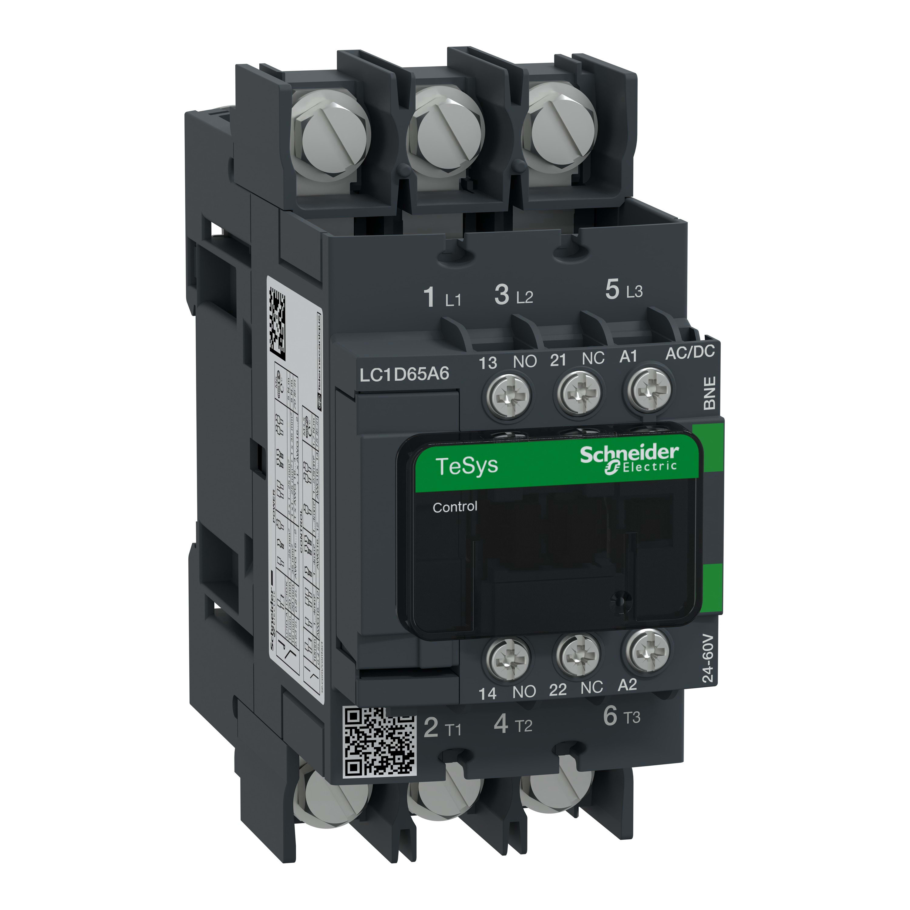 Schneider Electric - TeSys D Green - contacteur 3P (3NO) 65A - 24/60VCA/CC - basse conso - cosses