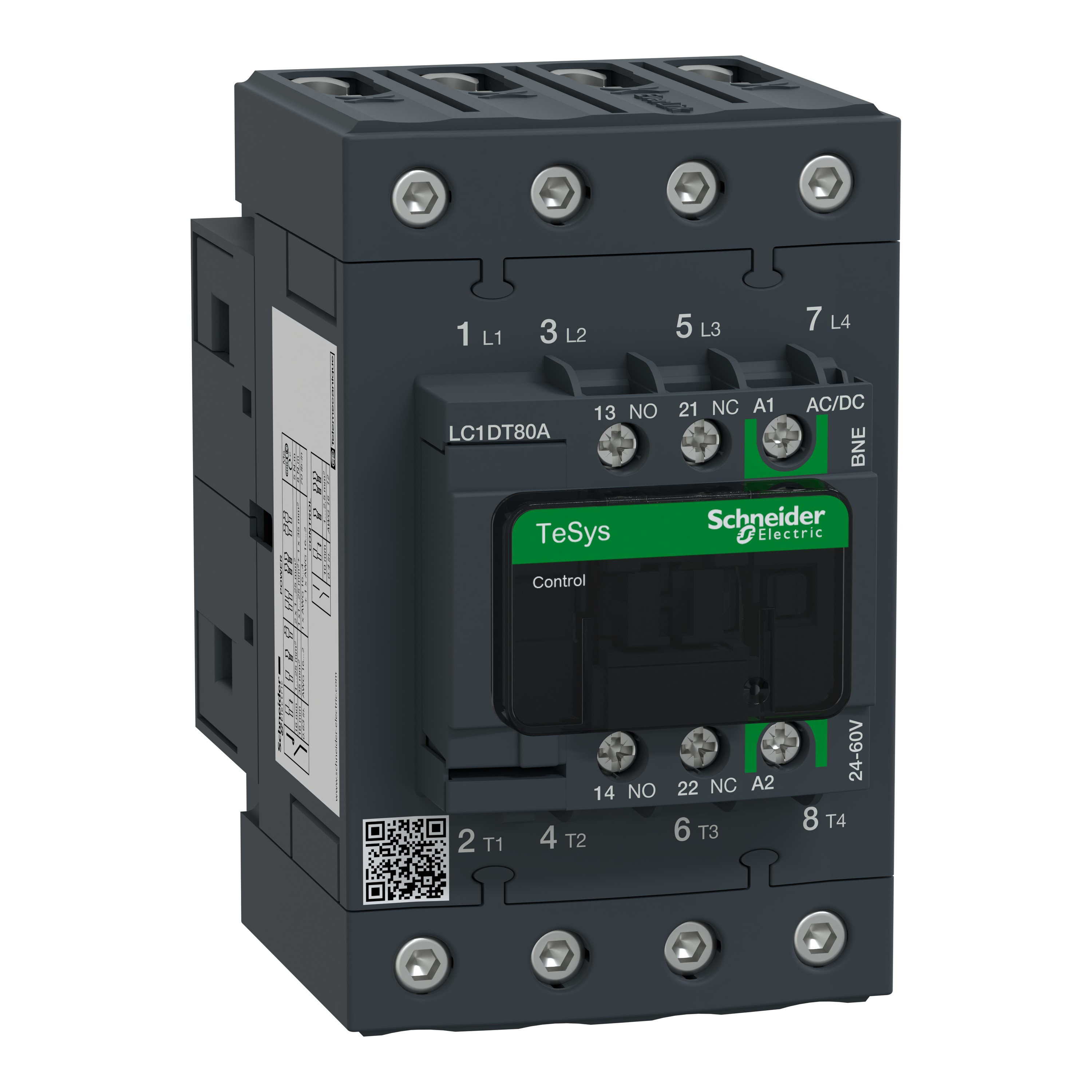 Schneider Electric - TeSys D Green - contacteur 4P (4NO) 80A - 24/60VCA/CC - basse conso - vis