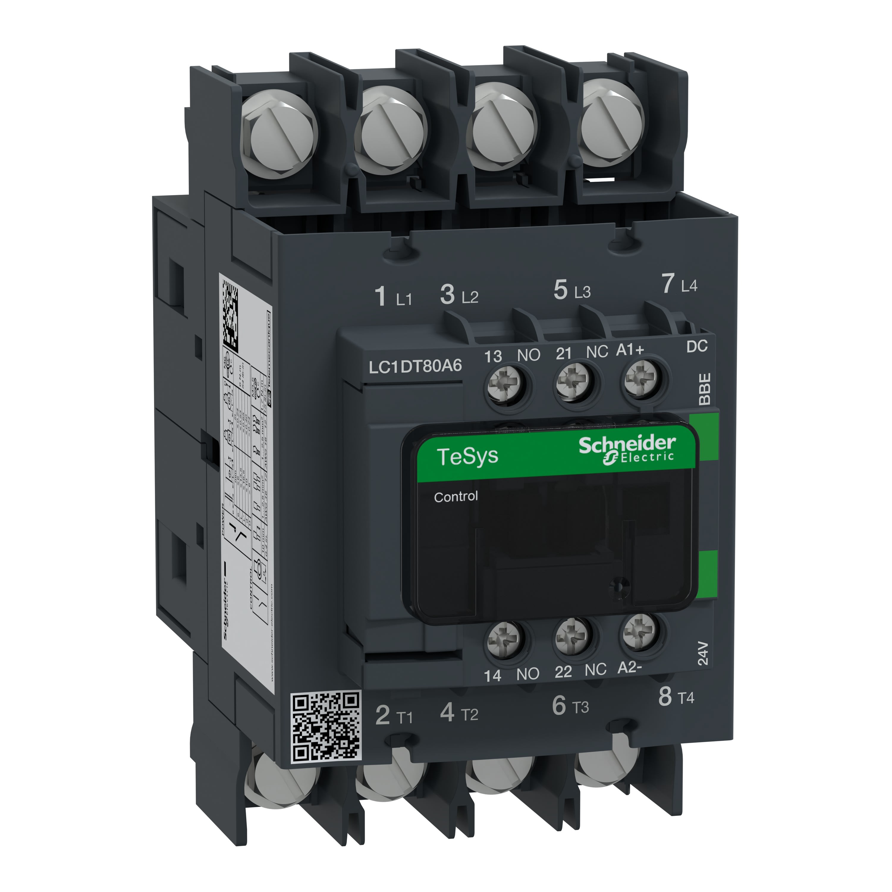 Schneider Electric - TeSys D Green - contacteur 4P (4NO) 80A - 24VCC - basse conso - cosses