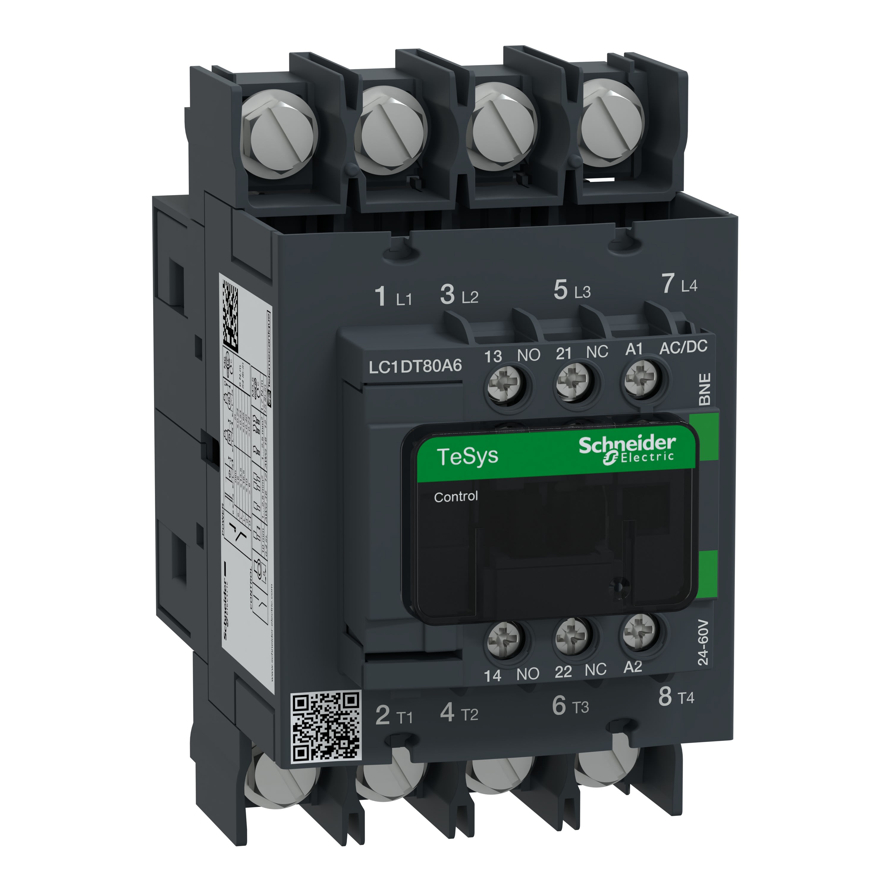 Schneider Electric - TeSys D Green - contacteur 4P (4NO) 80A - 24/60VCA/CC - basse conso - cosses