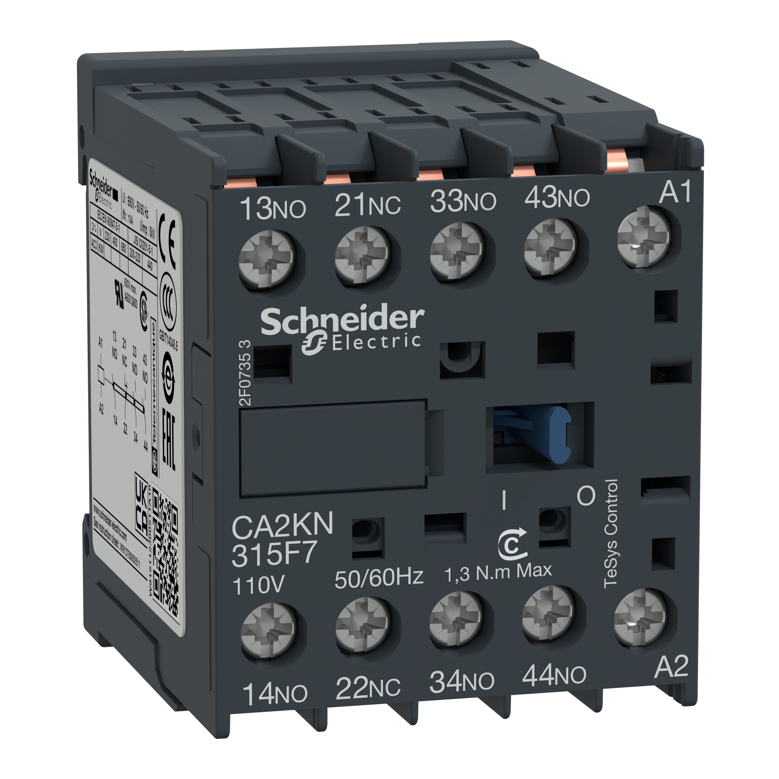 Schneider Electric - TeSys CA2K - contacteur - 3F+1O - instantané - 10A - 110Vca