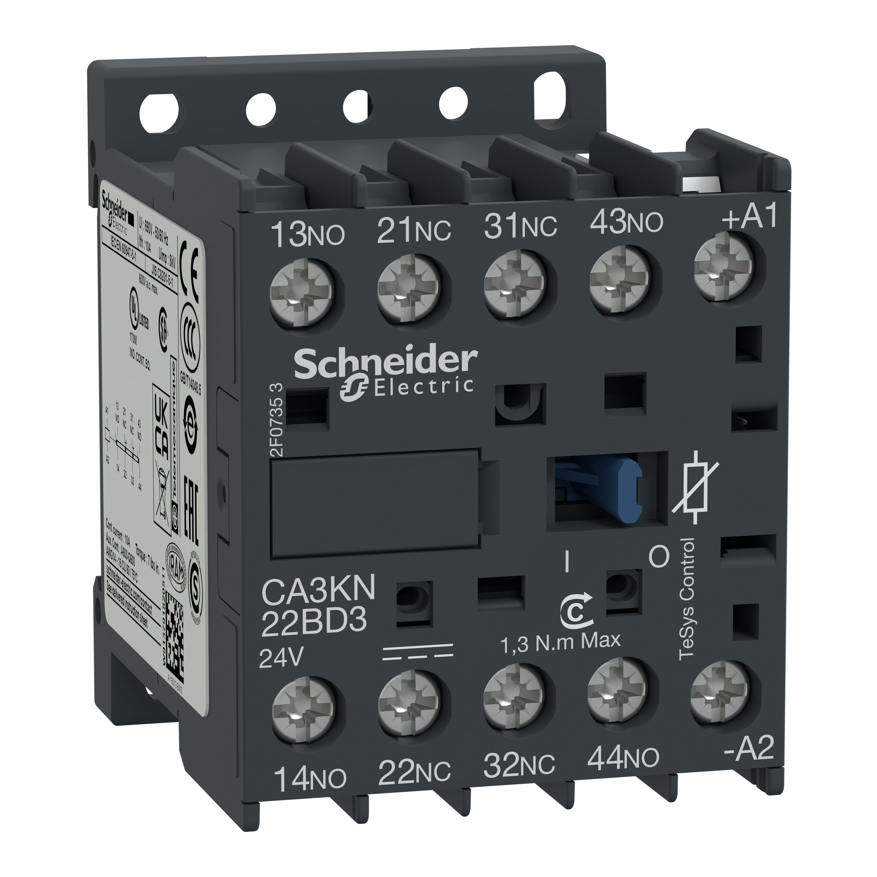 Schneider Electric - TeSys CA3K - contacteur - 2F+2O - instantané - 10A - 220Vcc