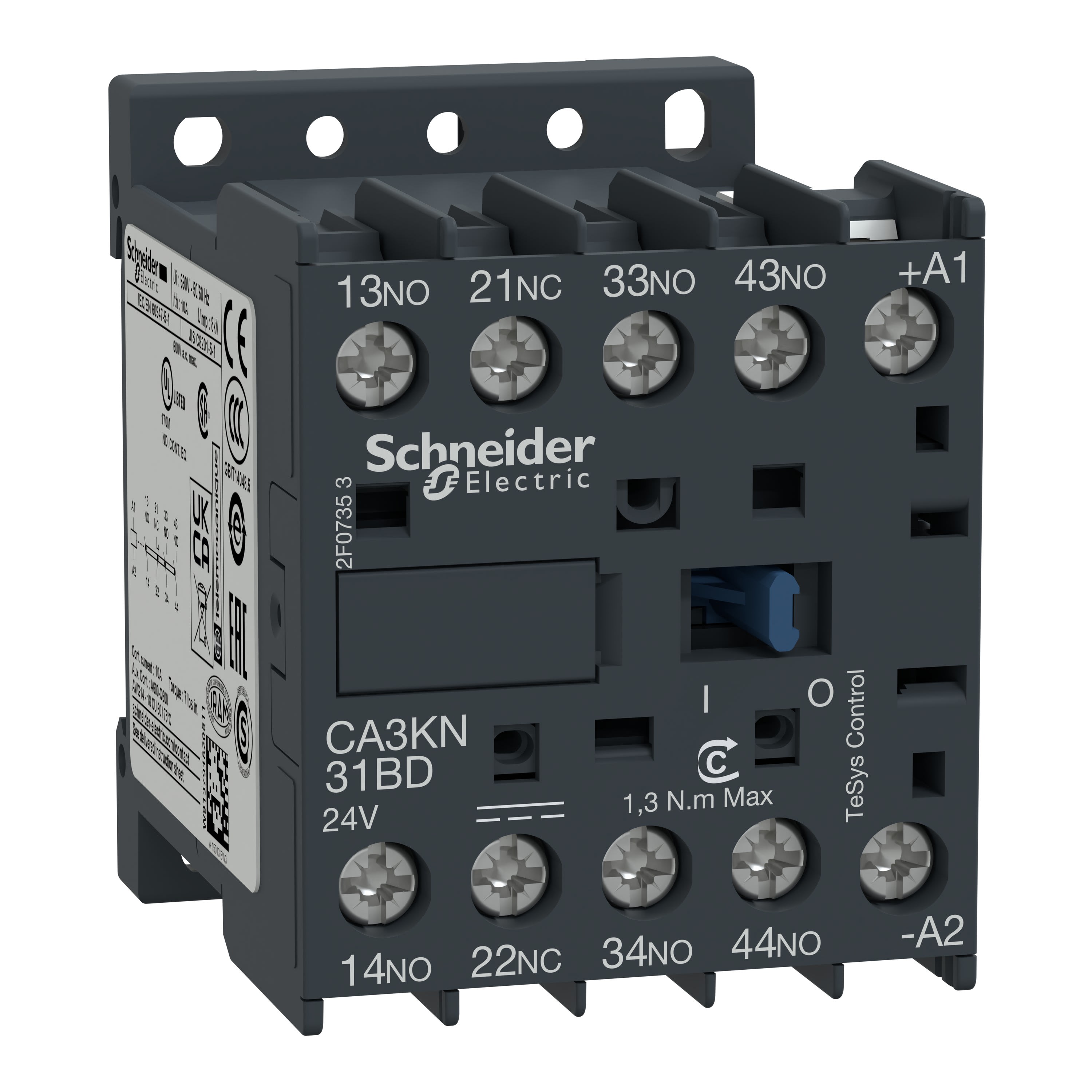 Schneider Electric - TeSys CA3K - contacteur - 3F+1O - instantané - 10A - 125Vcc
