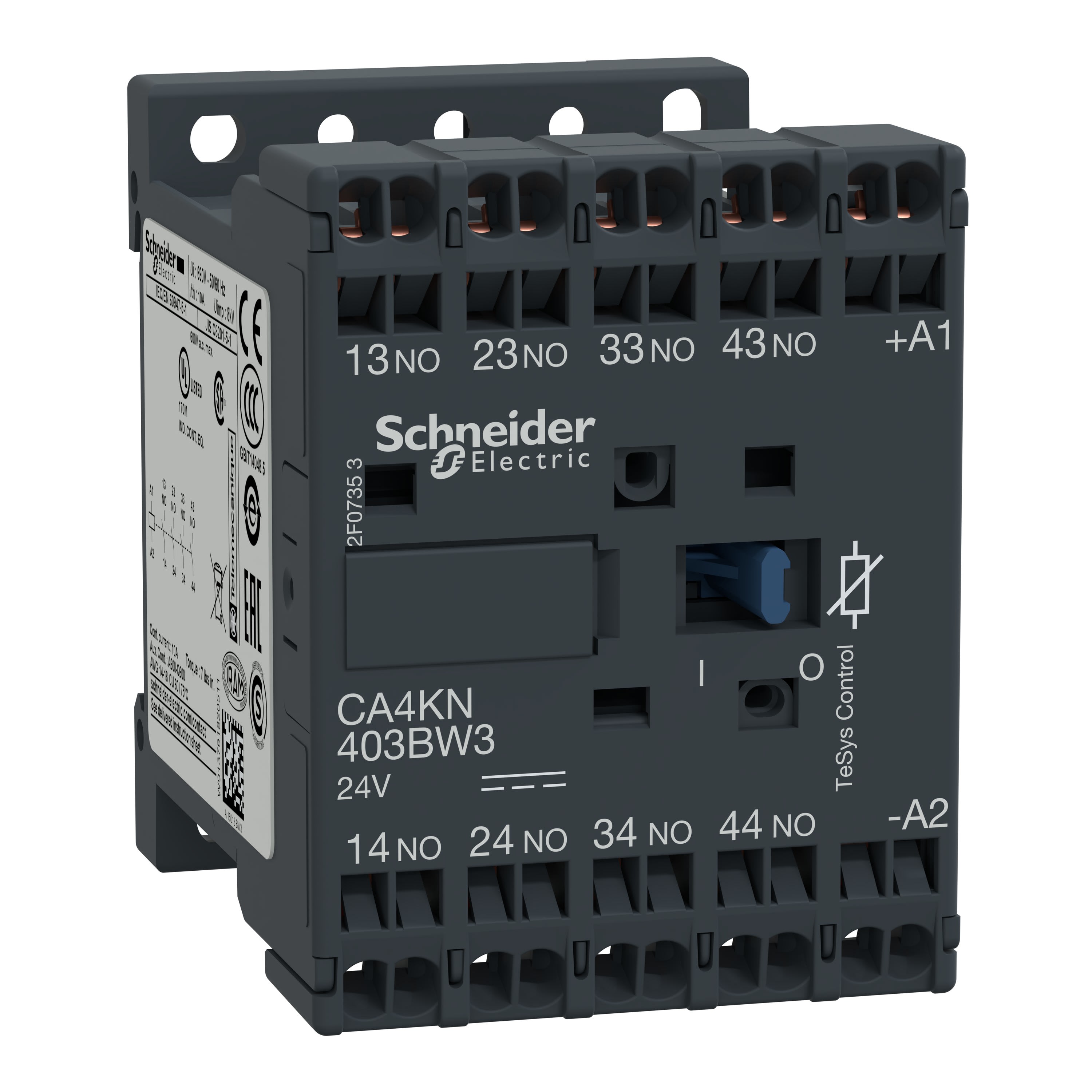 Schneider Electric - TeSys CA4K - contacteur - 4F+0O - instantané - 10A - 24Vcc
