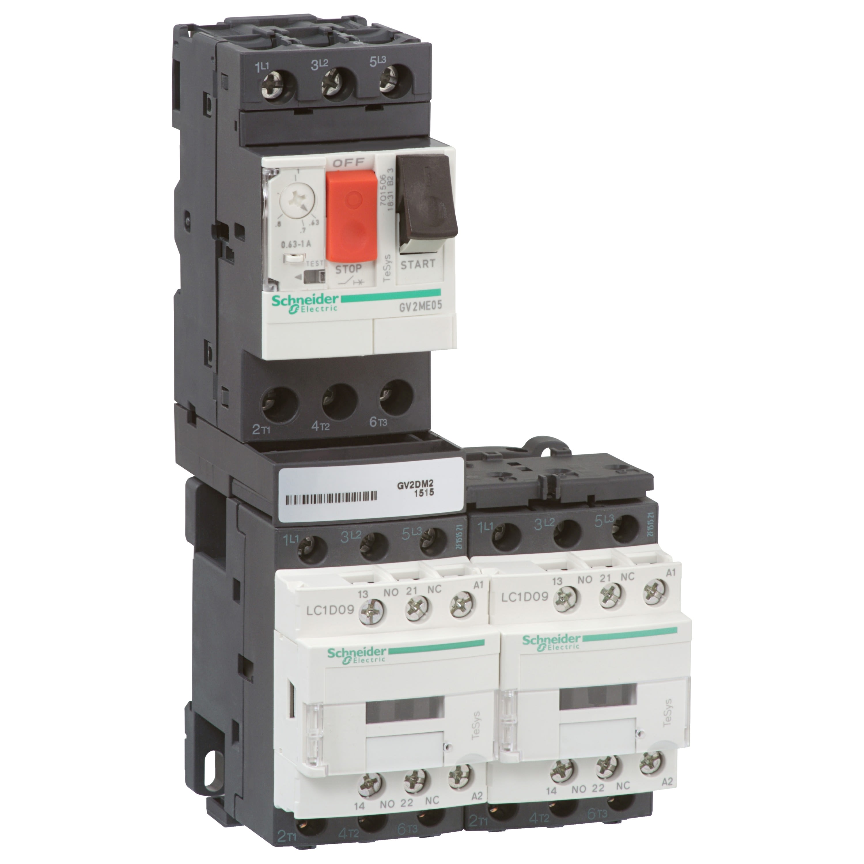 Schneider Electric - TeSys GV2DM - démarreur combiné 2 sens de marche - 0,63..1A - 24Vcc