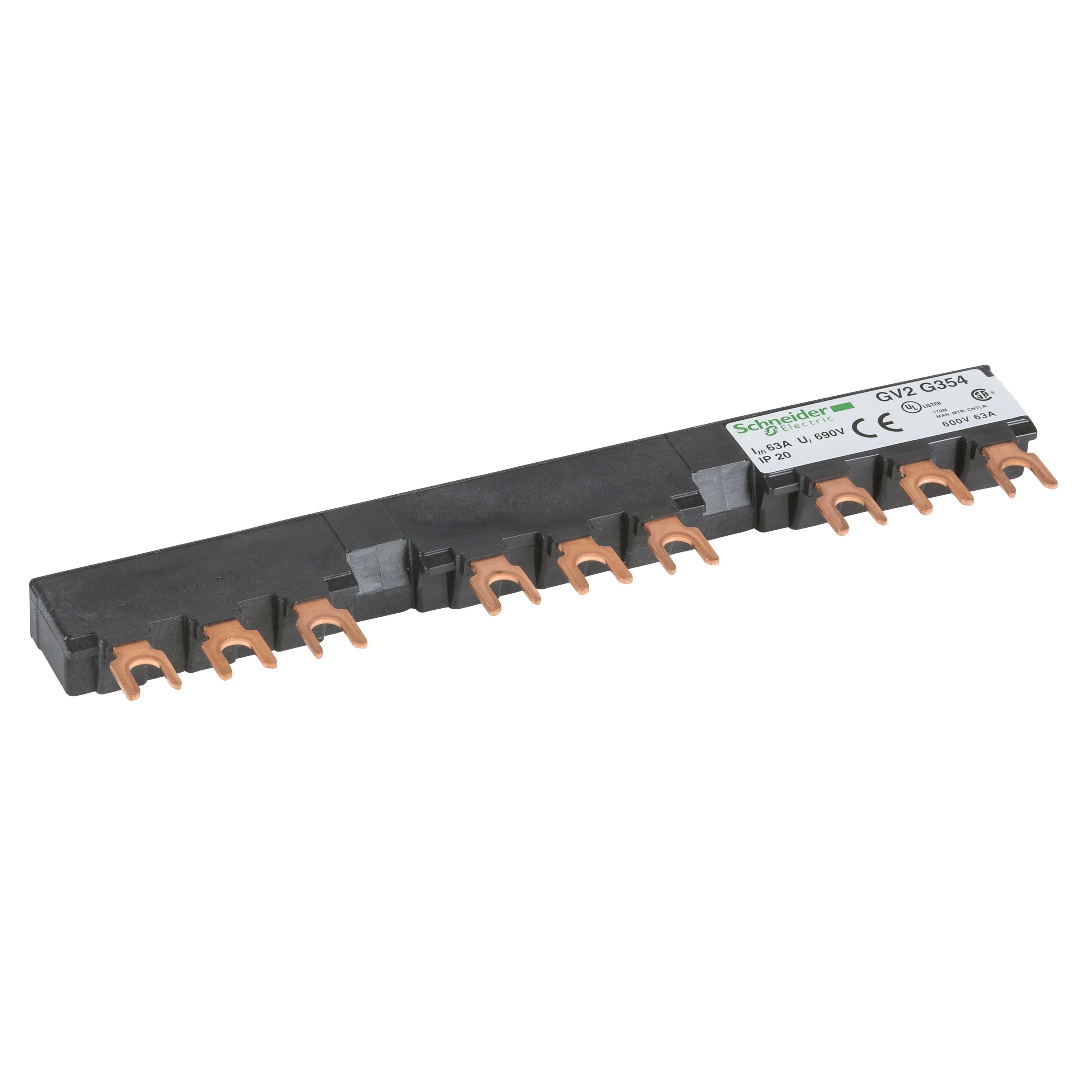 Schneider Electric - TeSys GV - jeu de barre tripolaire - 63A - 3 dérivations - pas 54 mm