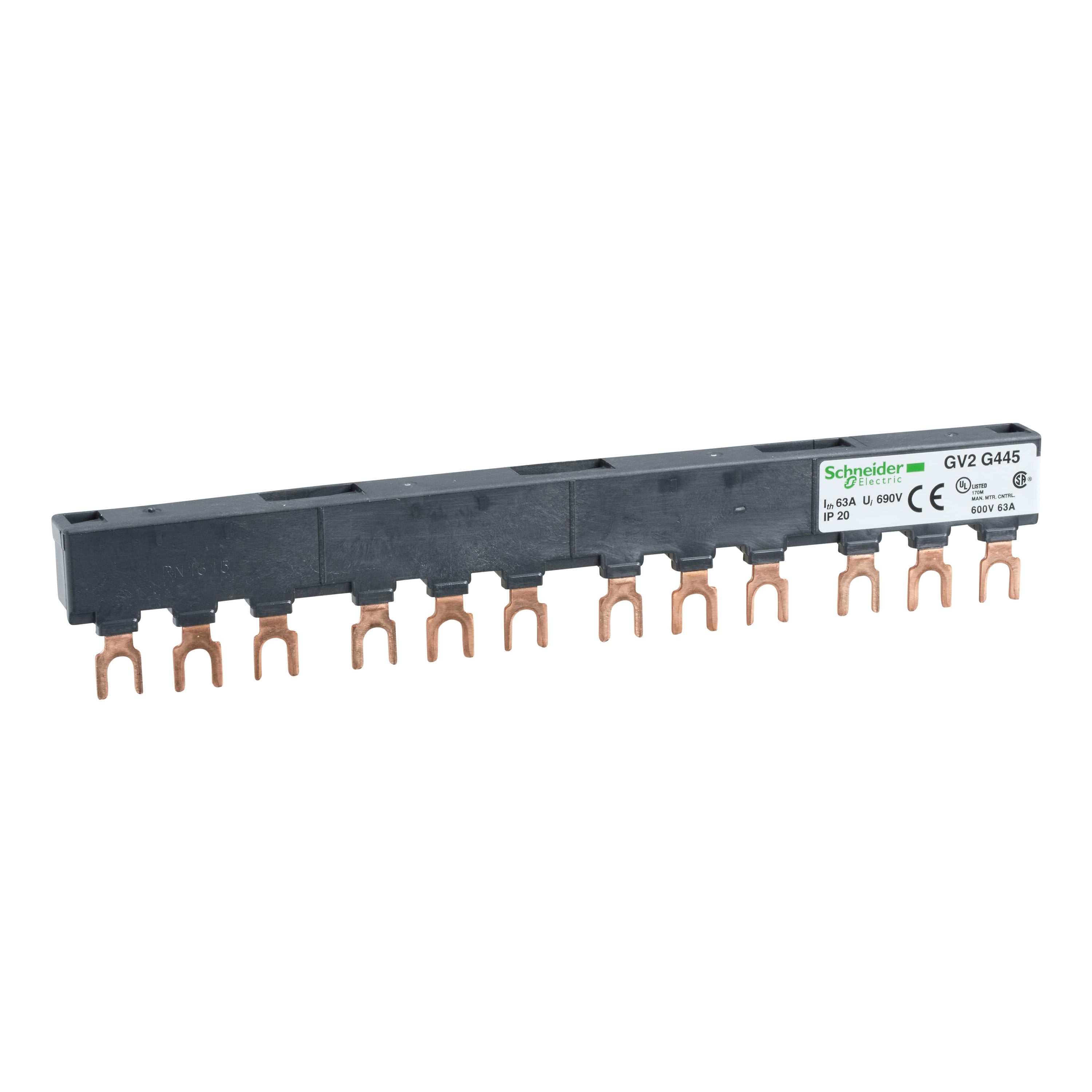 Schneider Electric - TeSys GV - jeu de barre tripolaire - 63A - 4 dérivations - pas 45 mm
