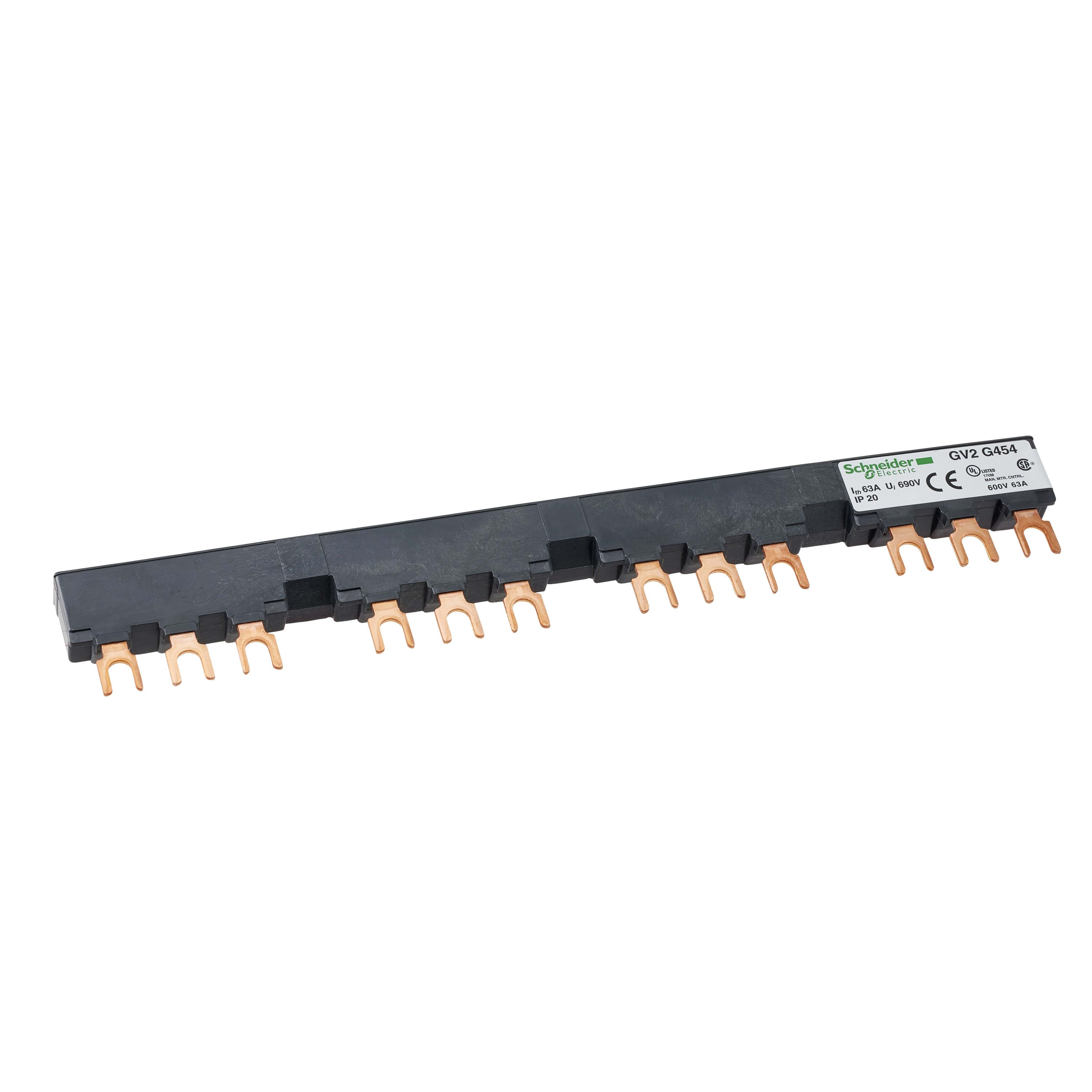 Schneider Electric - TeSys GV - jeu de barre tripolaire - 63A - 4 dérivations - pas 54 mm