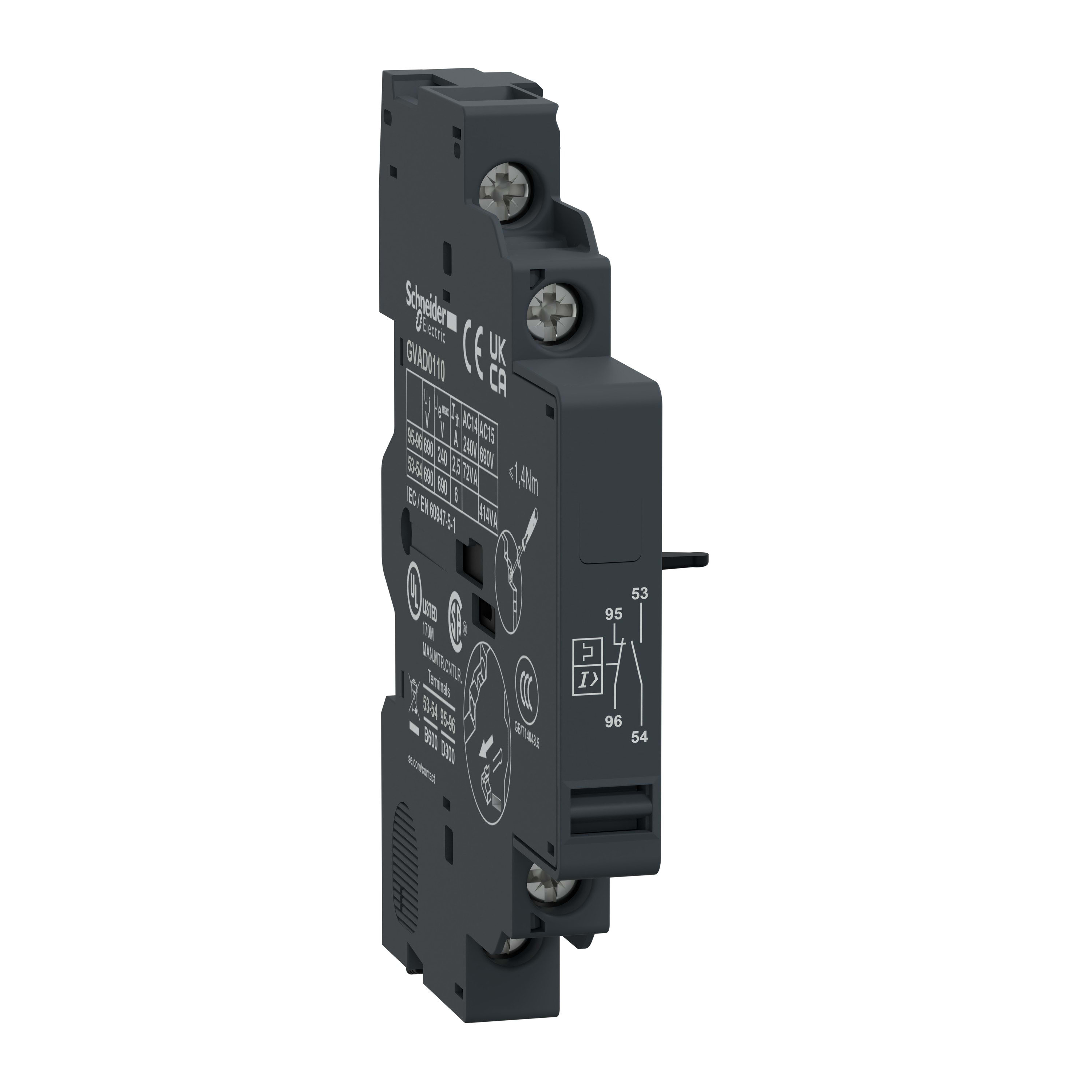 Schneider Electric - TeSys GV - contact auxiliaire - 1F+1O (défaut)