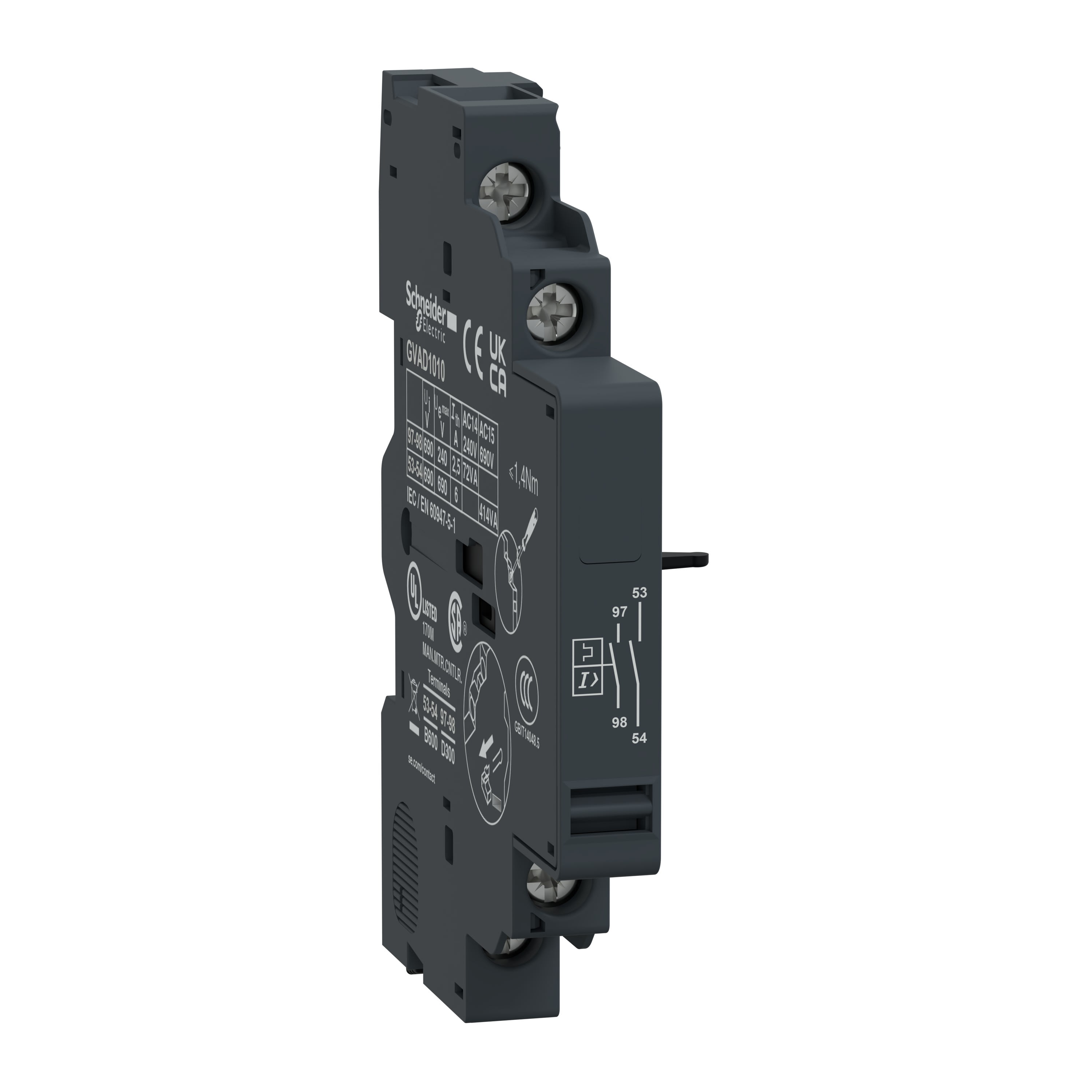 Schneider Electric - TeSys GV - contact auxiliaire - 1F+1F (défaut)