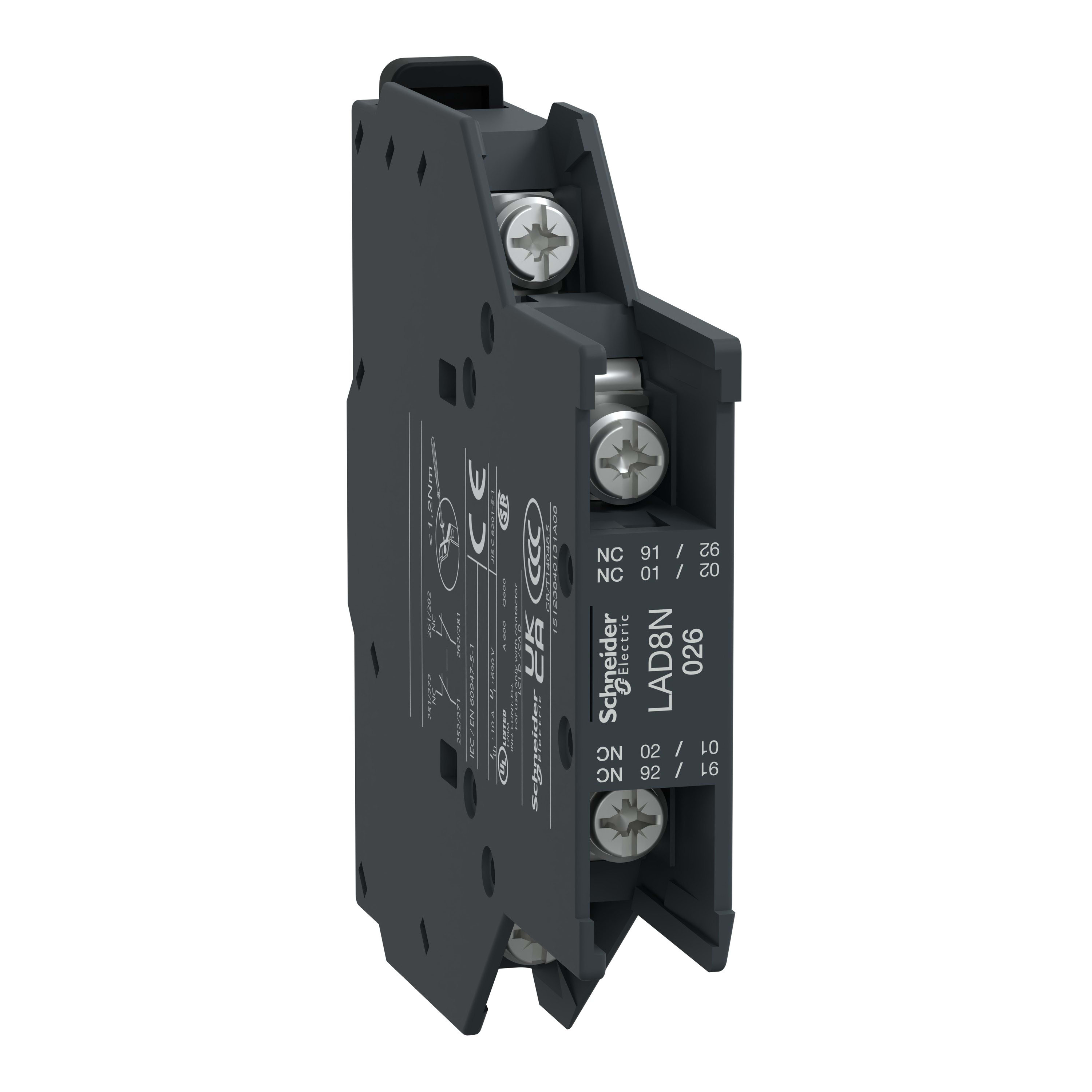 Schneider Electric - TeSys D - bloc contacts auxiliaires latéraux - 0F+2O - cosses fermées