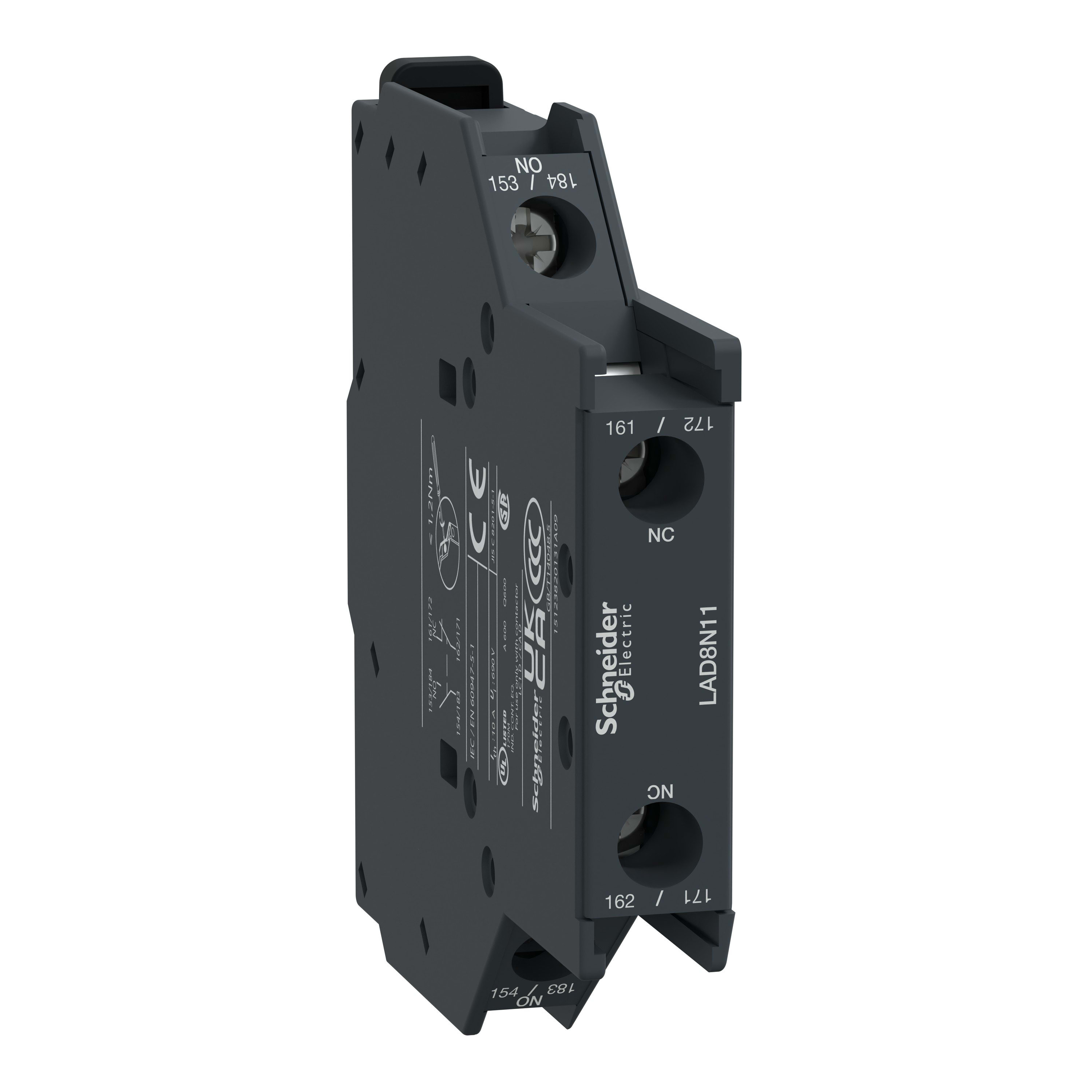 Schneider Electric - TeSys D - bloc contacts auxiliaires latéraux - 1F+1O - bornes vis-étriers