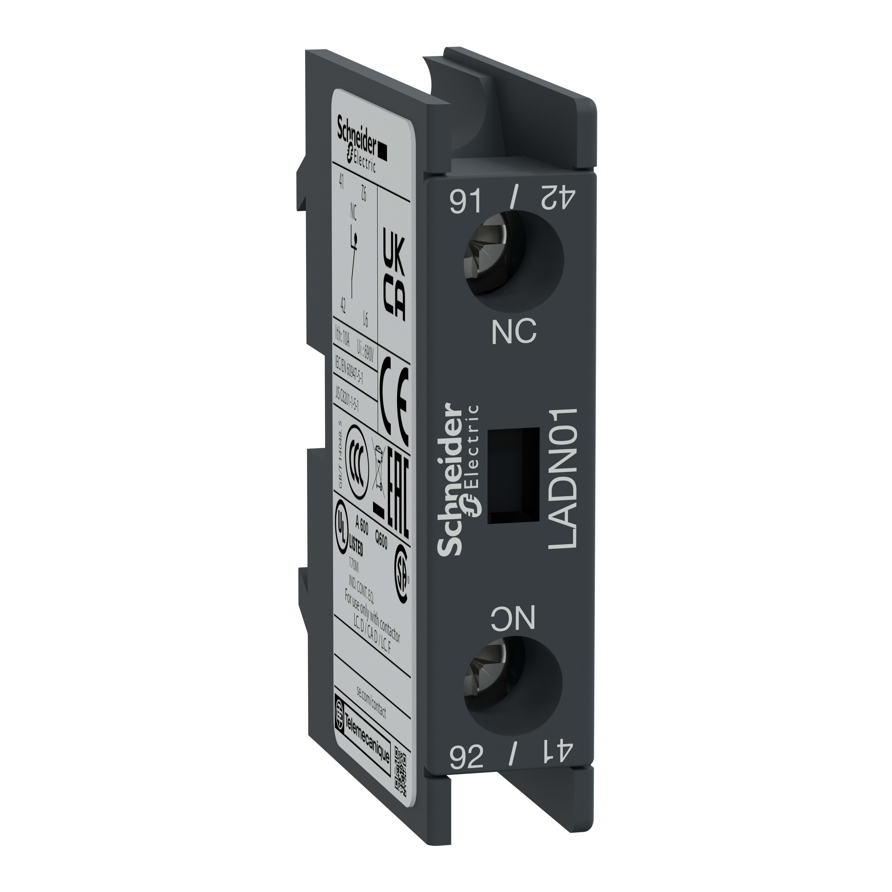 Schneider Electric - TeSys D - bloc contacts auxiliaires frontaux - 0F+1O - bornes vis-étriers