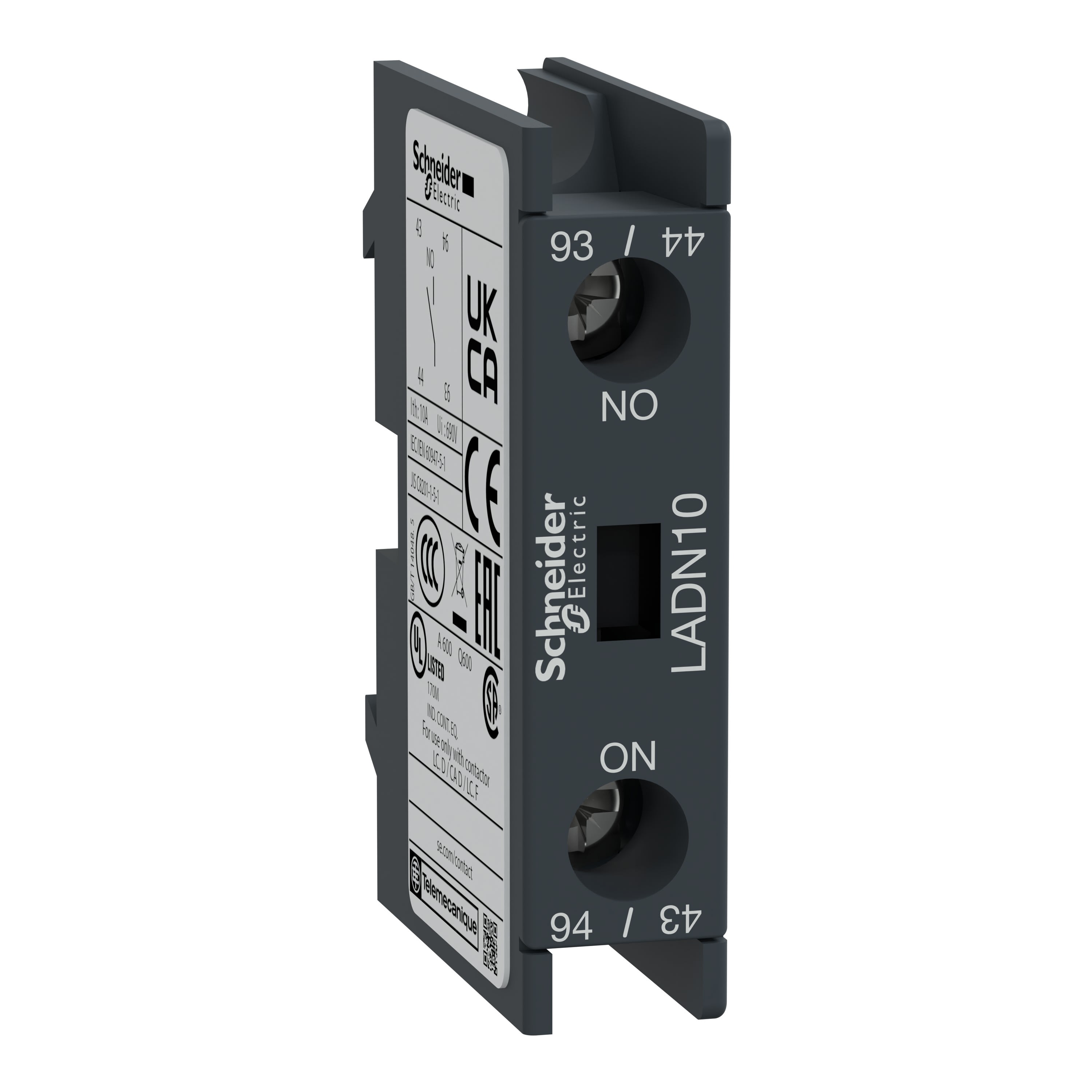 Schneider Electric - TeSys D - bloc contacts auxiliaires frontaux - 1F+0O - bornes vis-étriers