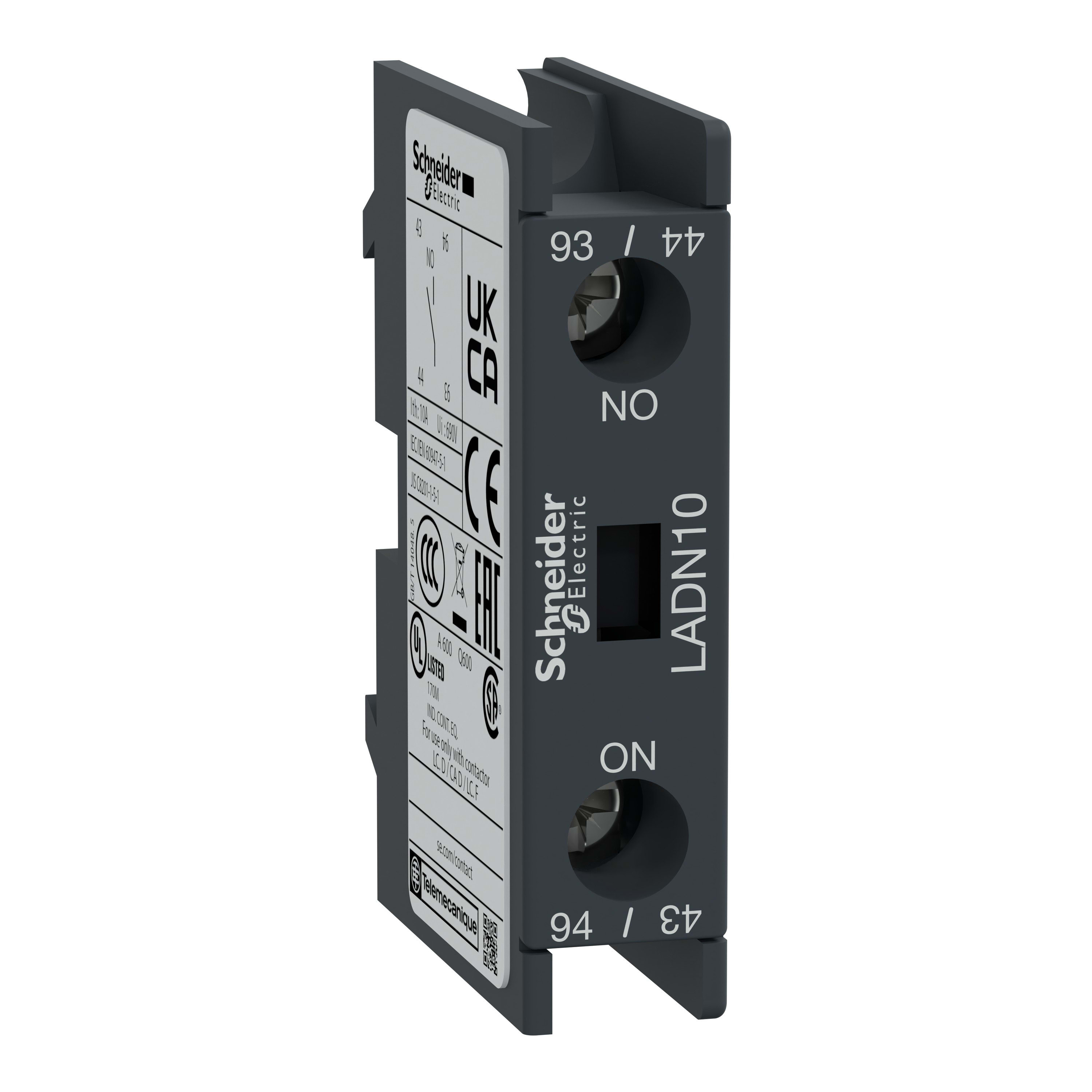 Schneider Electric - TeSys D - bloc contacts auxiliaires frontaux - 1F+0O - bornes vis-étriers