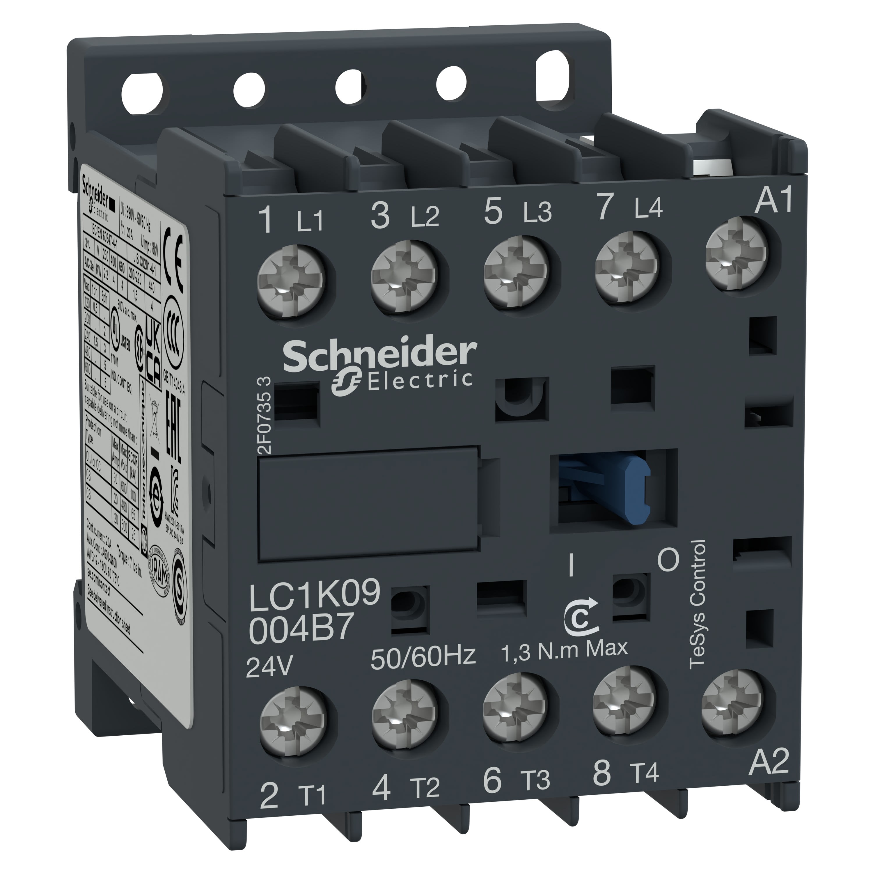 Schneider Electric - TeSys LC1K - contacteur - 4P - AC-1 440V - 20A - bobine 24Vca