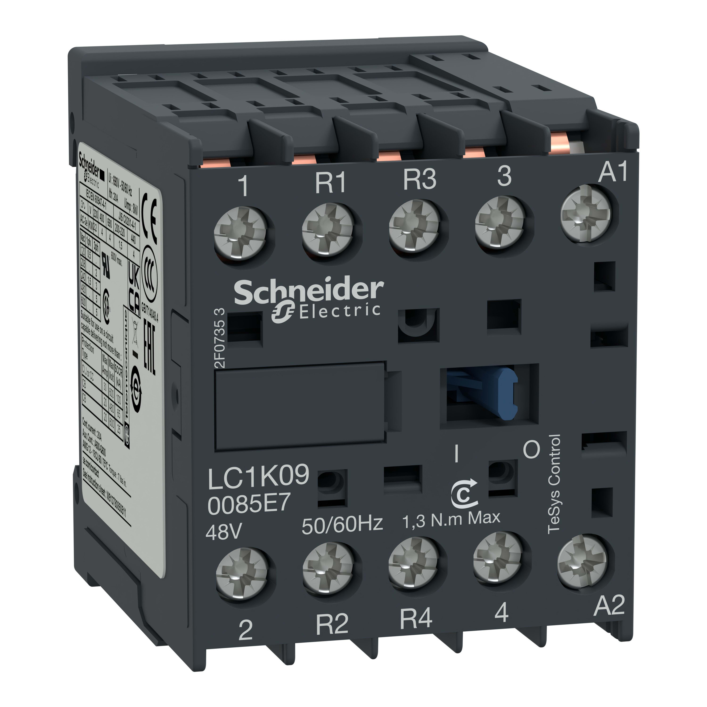 Schneider Electric - TeSys LC1K - contacteur - 4P (2F+2O) - AC-1 440V - 20A - bobine 24Vca