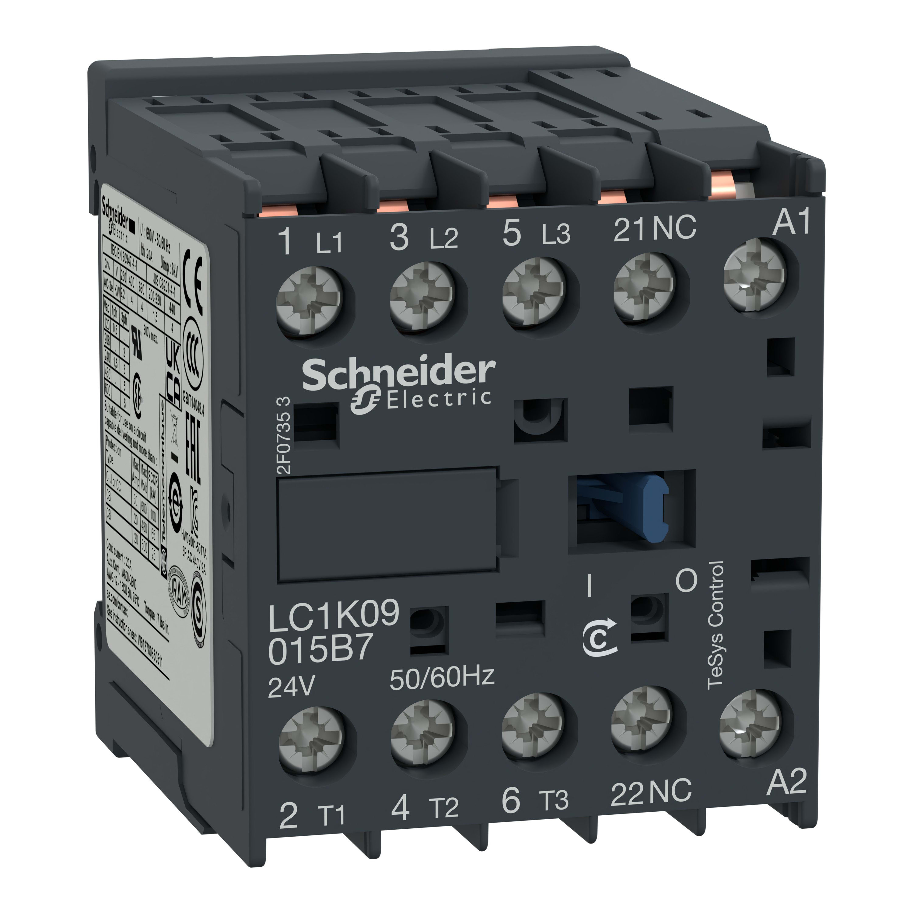 Schneider Electric - TeSys LC1K - contacteur - 3P - AC-3 440V - 9A - bobine 24Vca