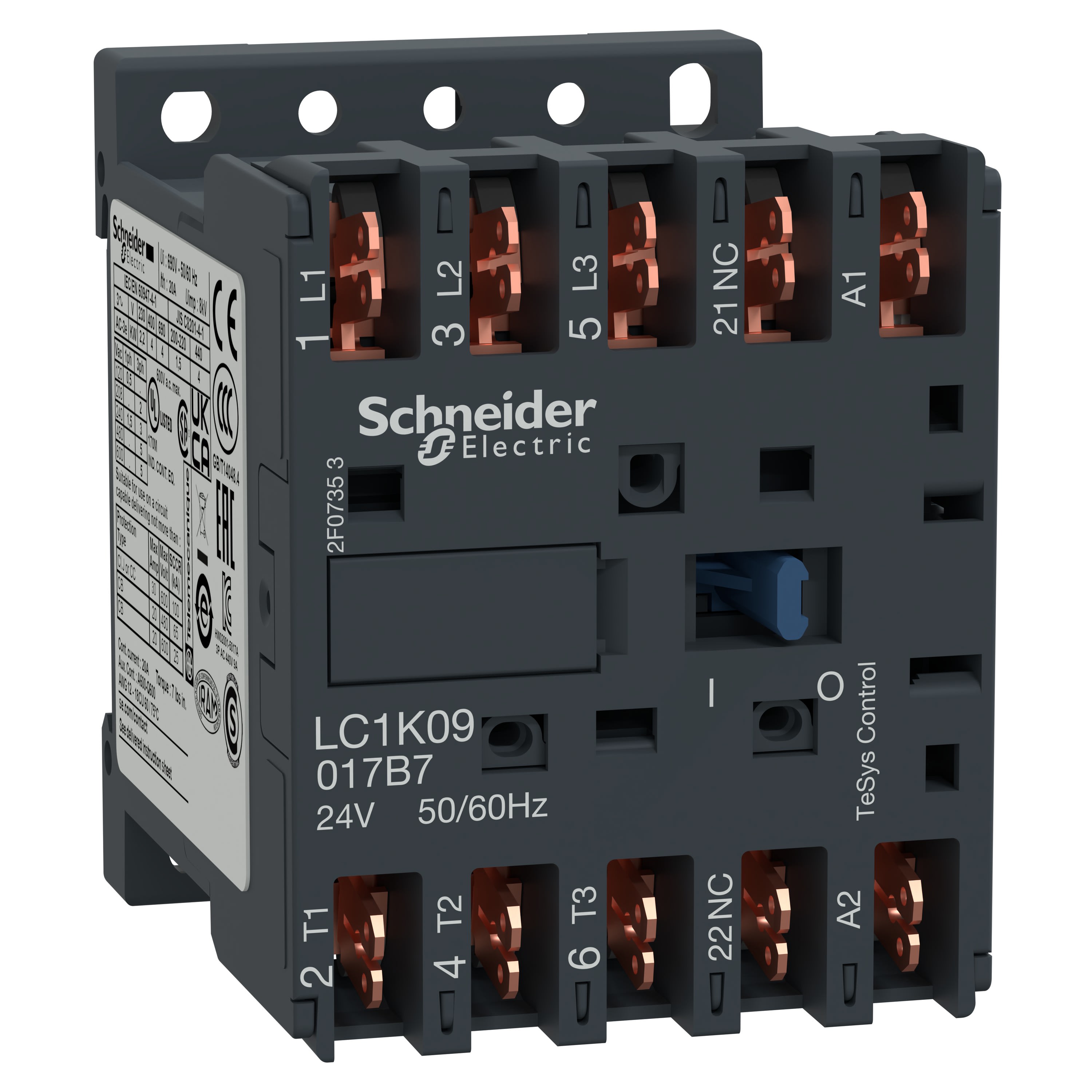 Schneider Electric - TeSys LC1K - contacteur - 3P - AC-3 440V - 9A - bobine 24Vca