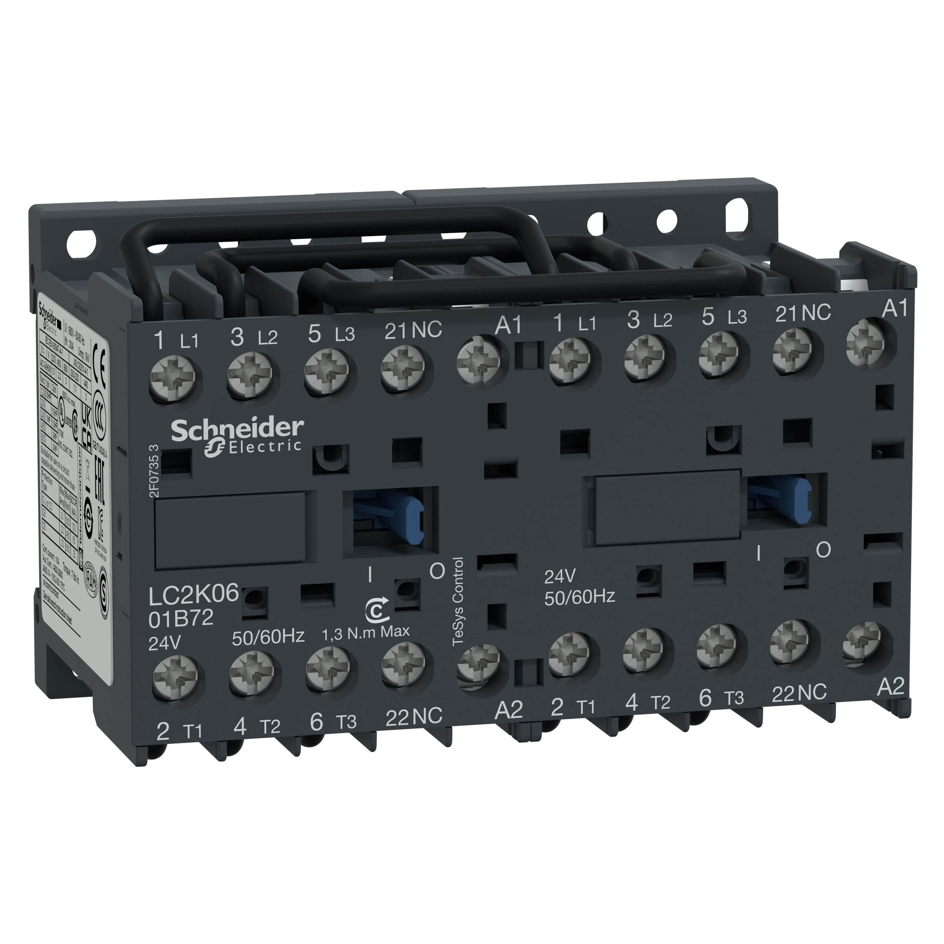 Schneider Electric - TeSys LC2K - contacteur inverseur - 3P - AC-3 440V - 6A - bobine 24Vca