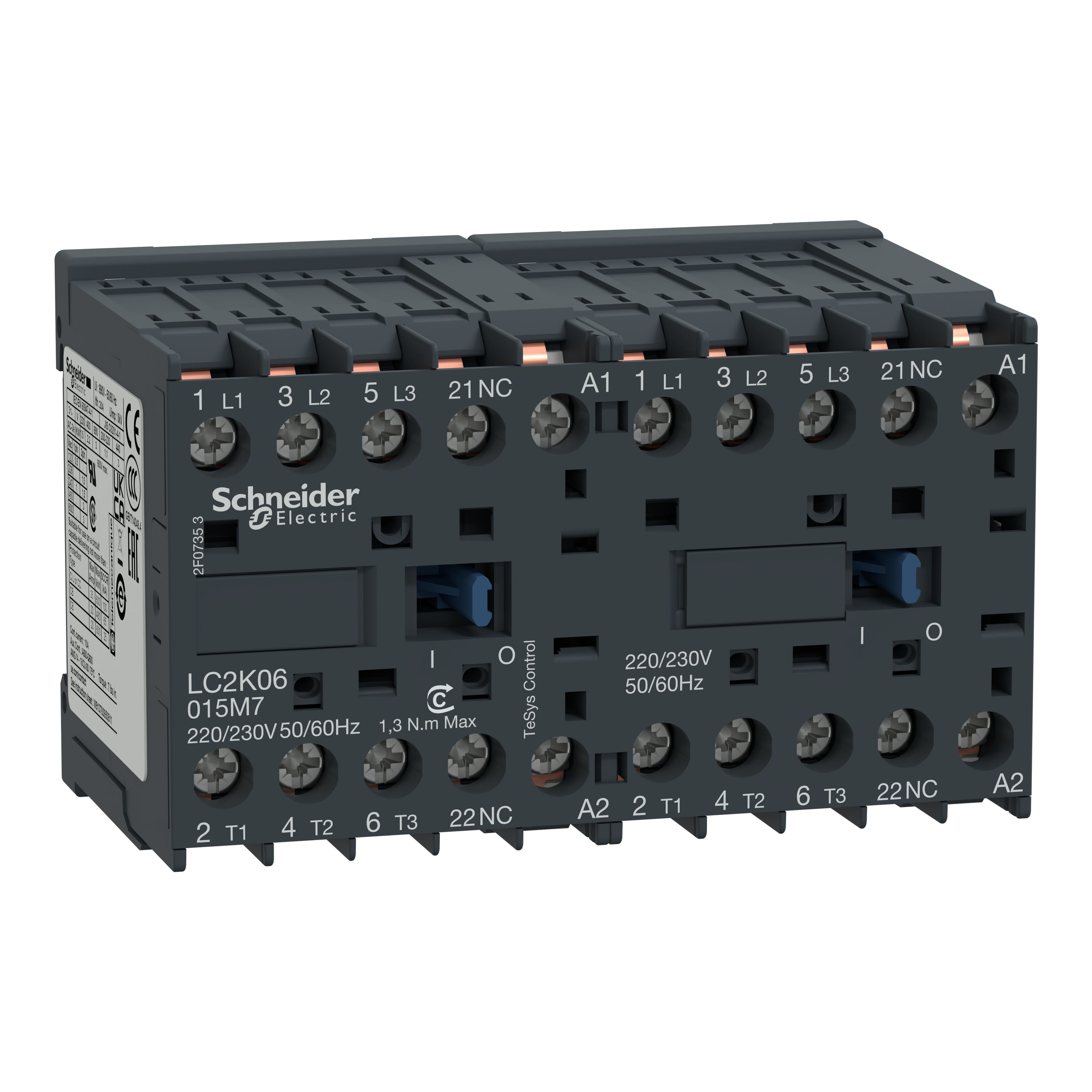 Schneider Electric - TeSys LC2K - contacteur inverseur - 3P - AC-3 440V - 9A - bobine 230Vca