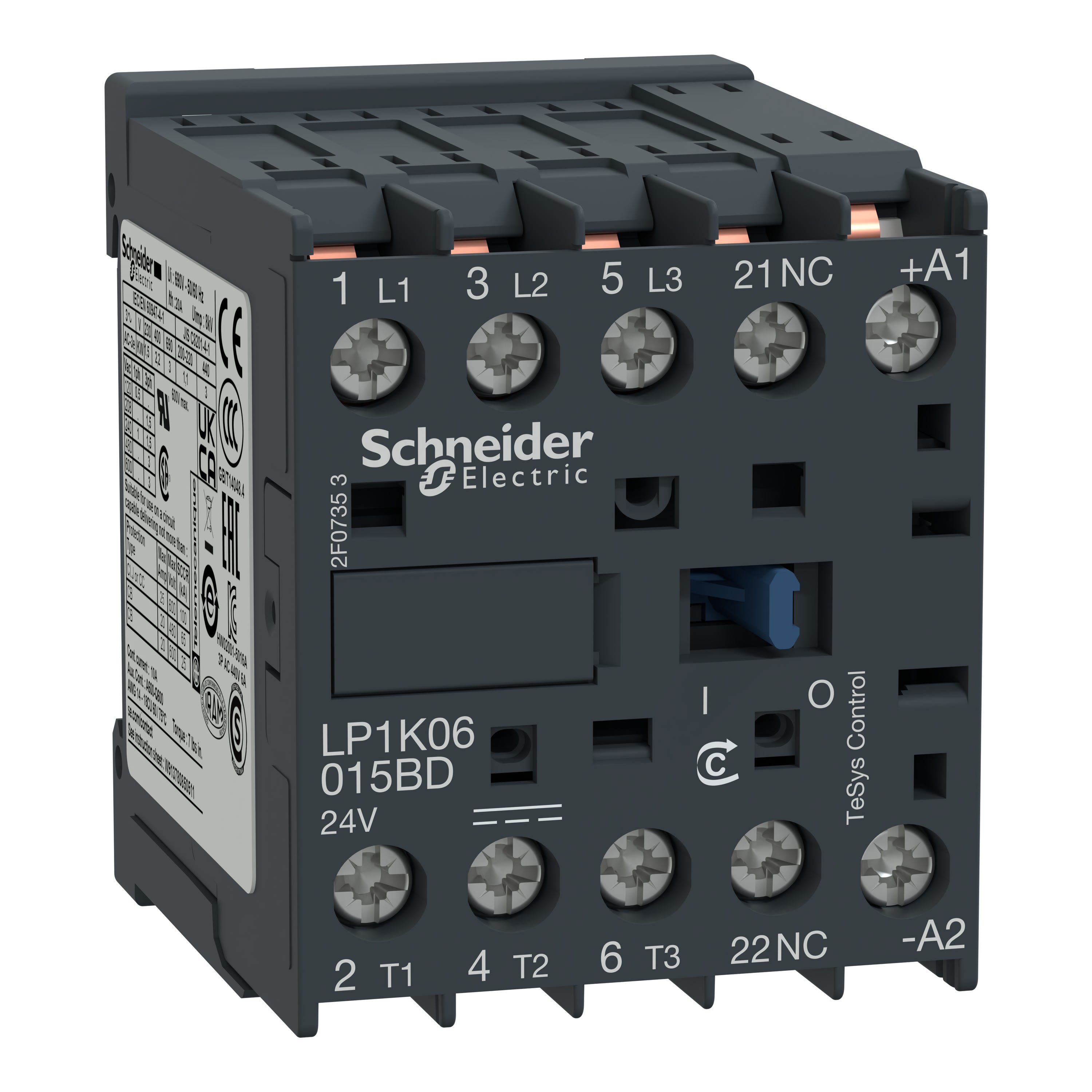 Schneider Electric - TeSys LP1K - contacteur - 3P - AC-3 440V - 9A - bobine 250Vcc