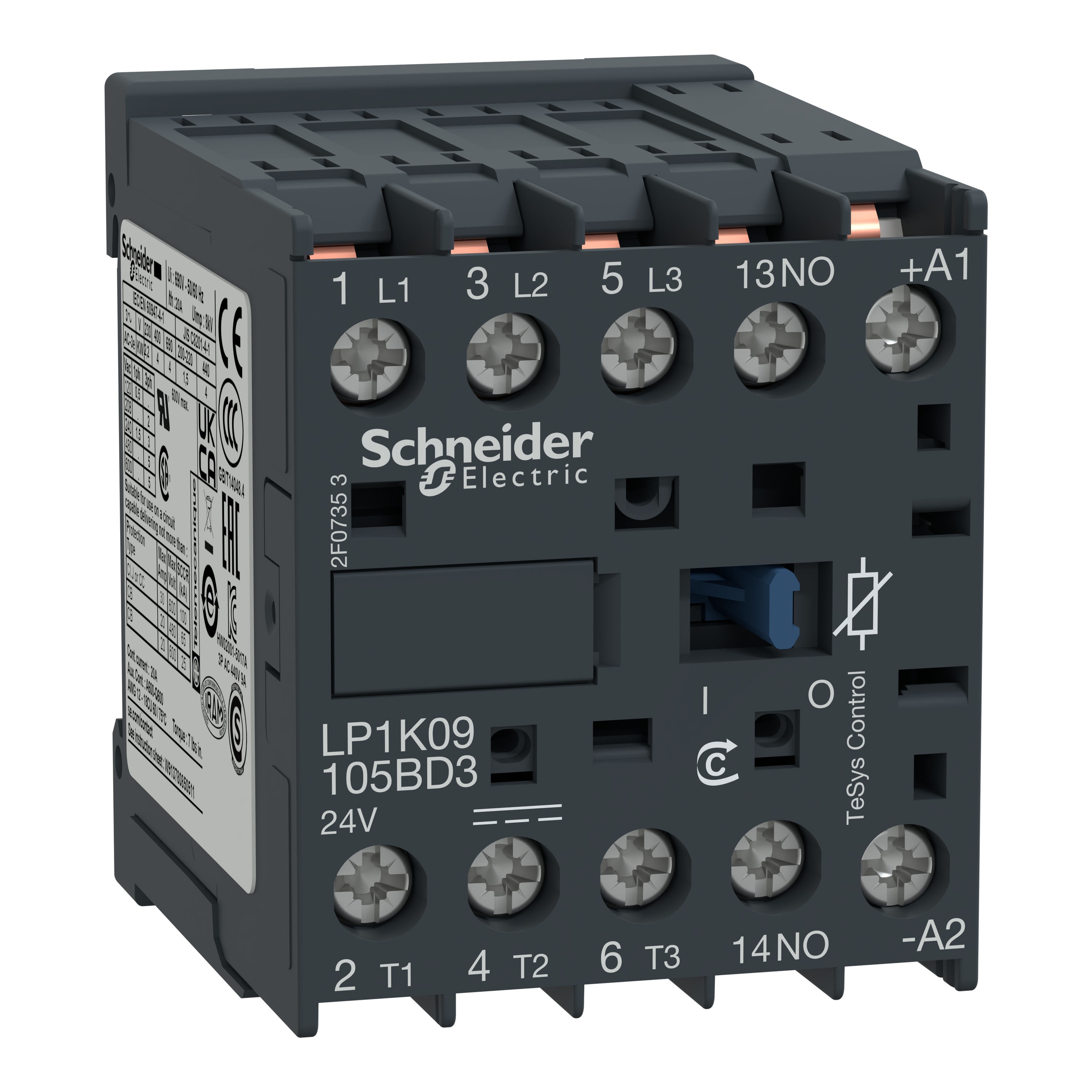 Schneider Electric - TeSys LP1K - contacteur - 3P - AC-3 440V - 9A - bobine 24Vcc