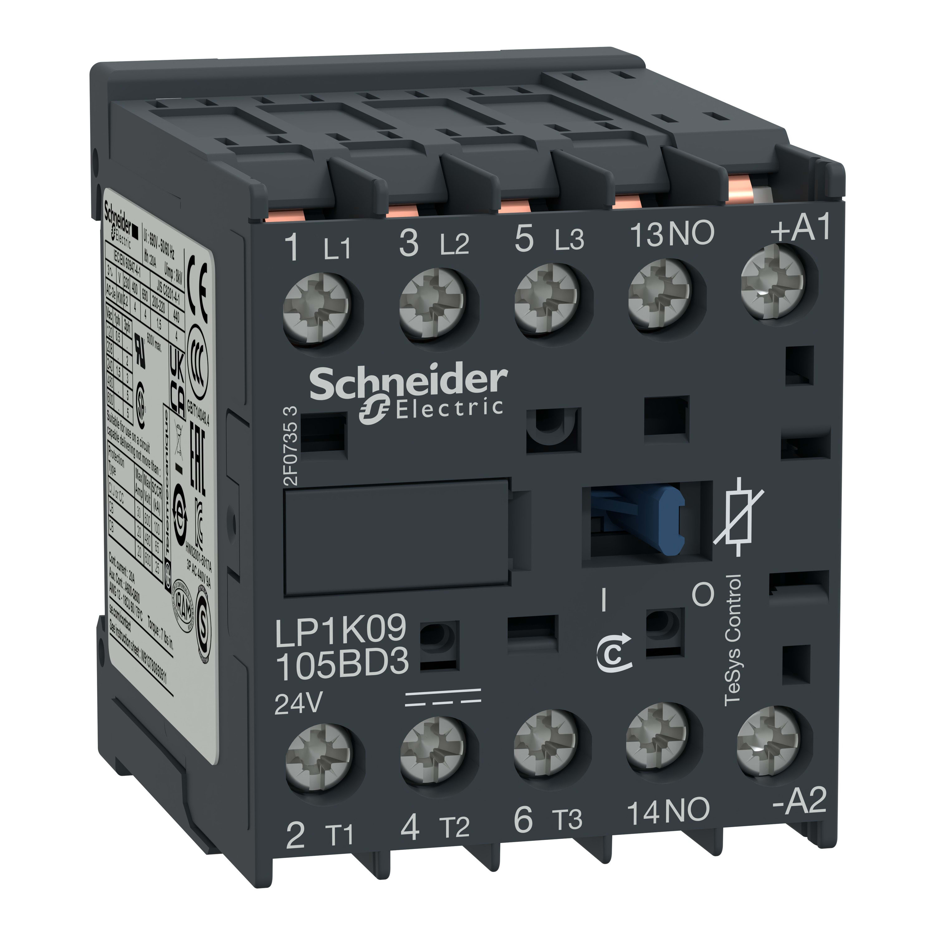 Schneider Electric - TeSys LP1K - contacteur - 3P - AC-3 440V - 9A - bobine 24Vcc