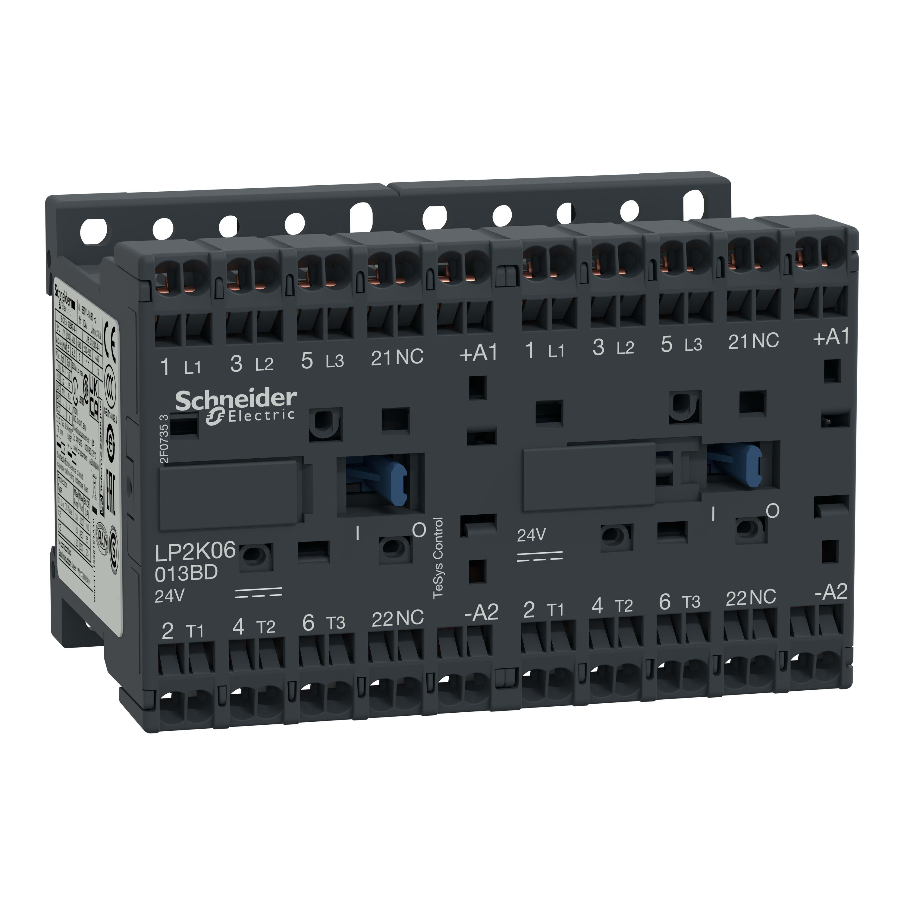 Schneider Electric - TeSys LP2K - contacteur inverseur - 3P - AC-3 440V - 6A - bobine 24Vcc