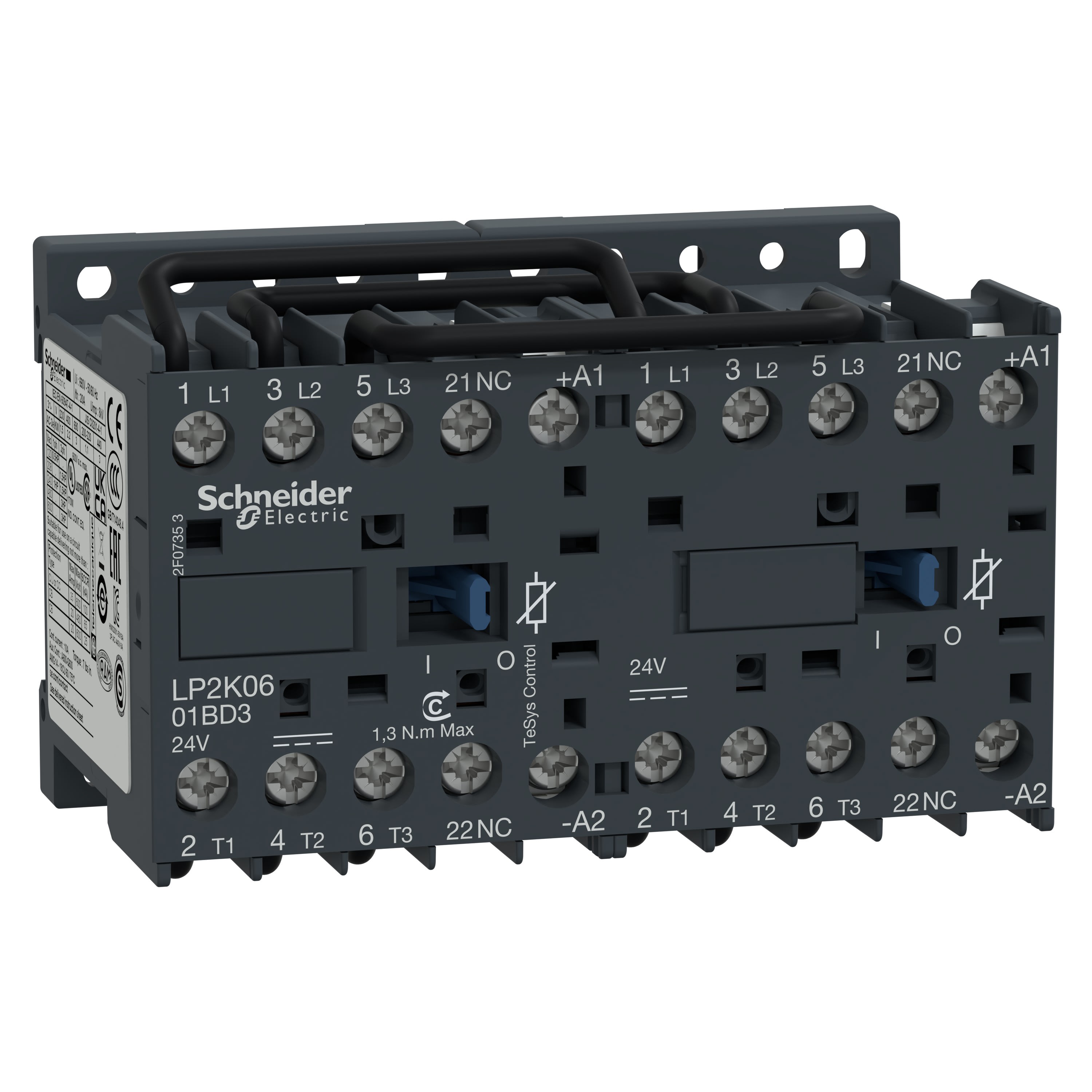 Schneider Electric - TeSys LP2K - contacteur inverseur - 3P - AC-3 440V - 6A - bobine 24Vcc