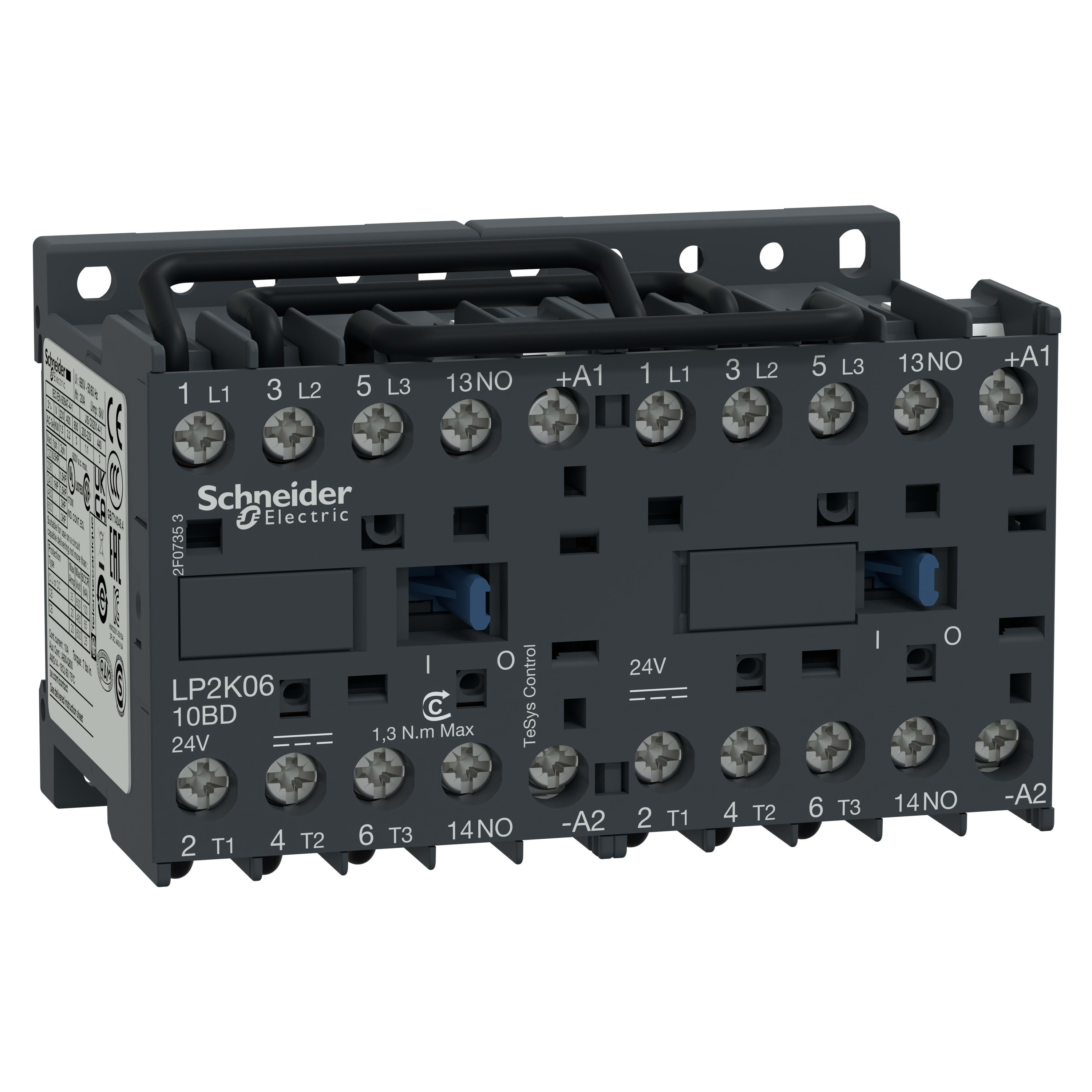 Schneider Electric - TeSys LP2K - contacteur inverseur - 3P - AC-3 440V - 6A - bobine 24Vcc