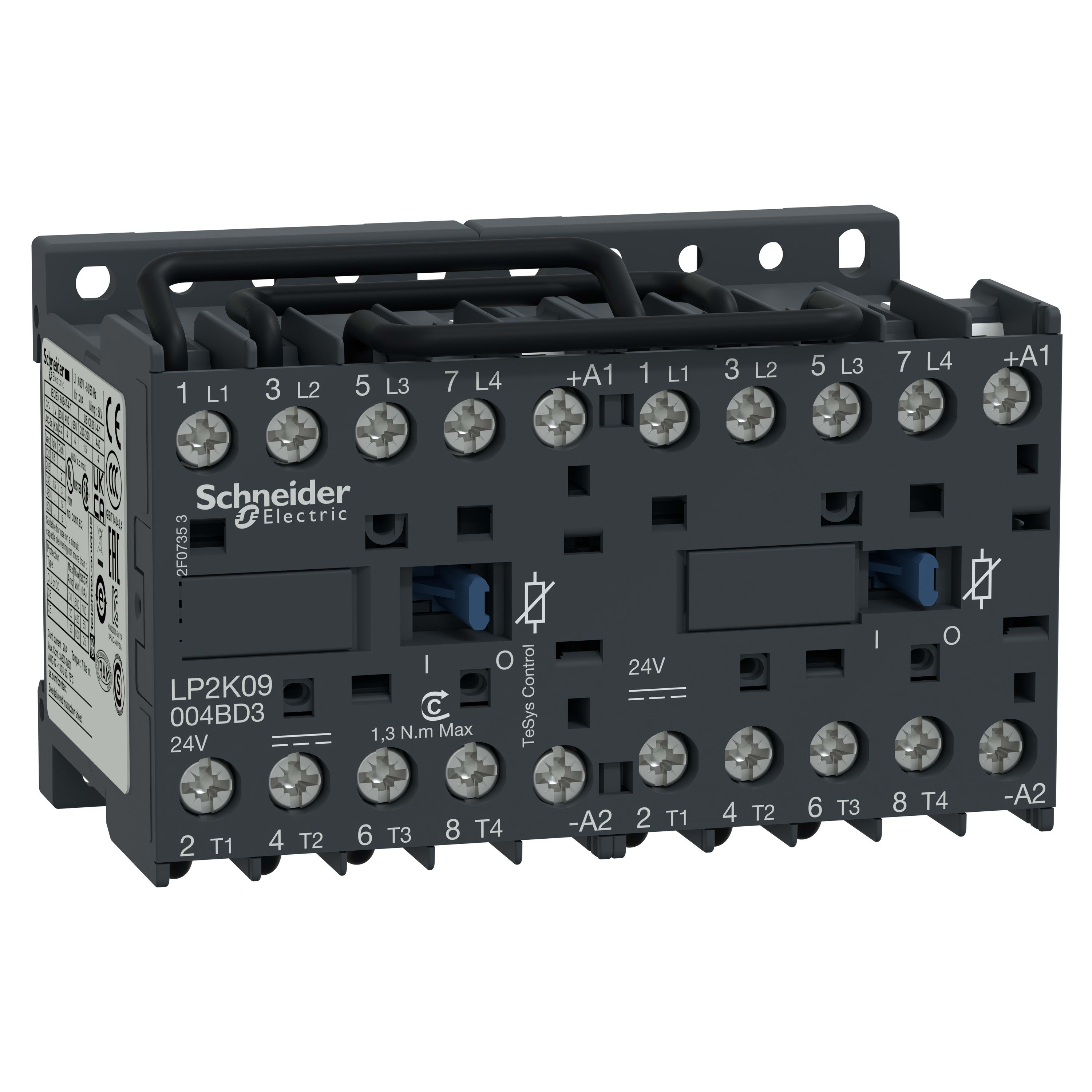 Schneider Electric - TeSys LP2K - contacteur inverseur - 4P - AC-1 440V - 20A - bobine 24Vcc
