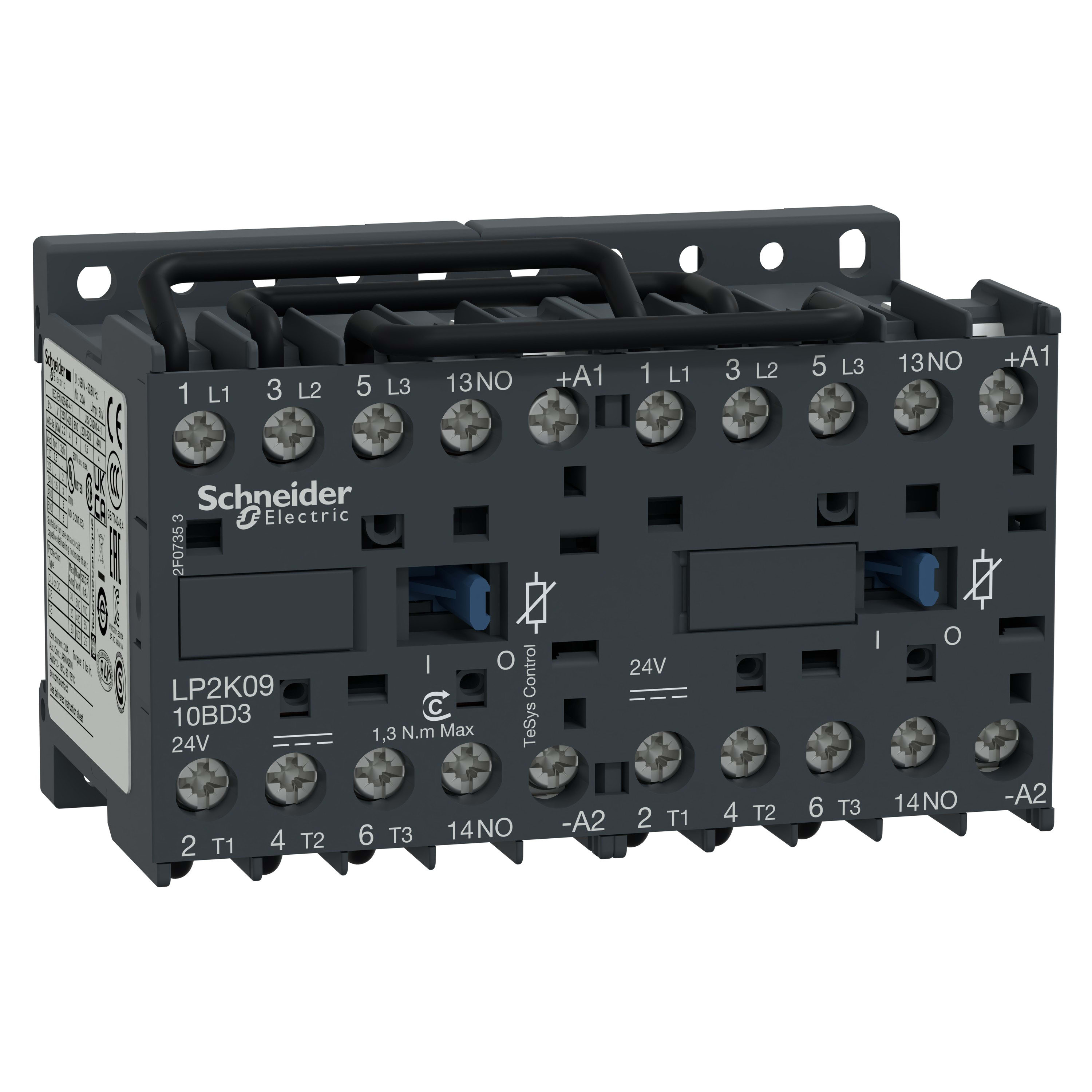 Schneider Electric - TeSys LP2K - contacteur inverseur - 3P - AC-3 440V - 9A - bobine 24Vcc