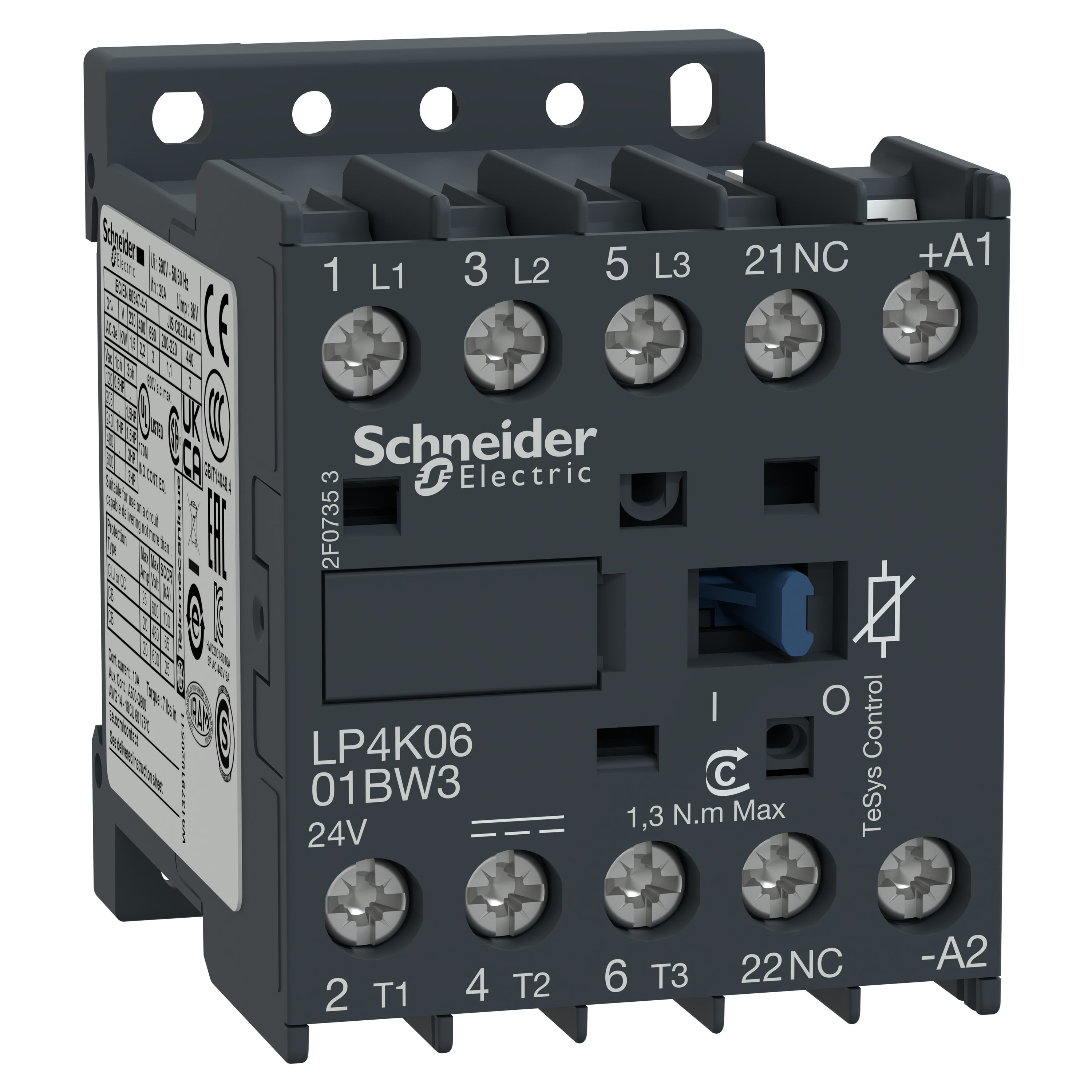 Schneider Electric - TeSys LP4K - contacteur - 3P - AC-3 440V - 6A - bobine 24Vcc