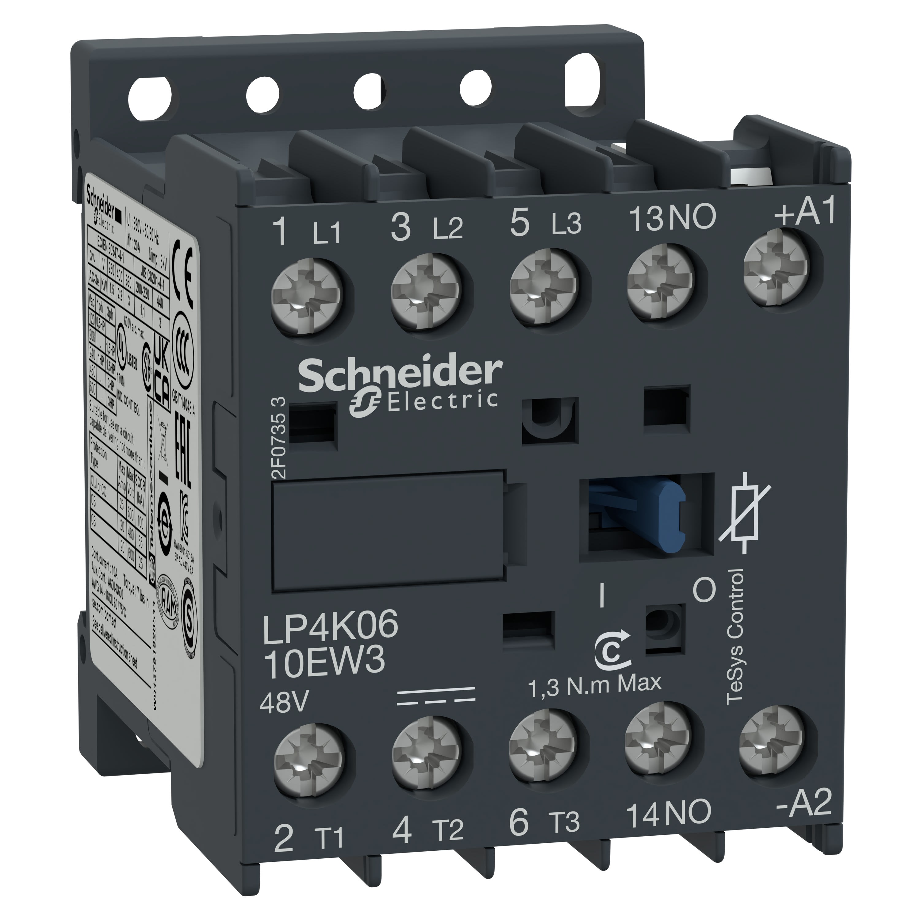 Schneider Electric - TeSys LP4K - contacteur - 3P - AC-3 440V - 6A - bobine 48Vcc