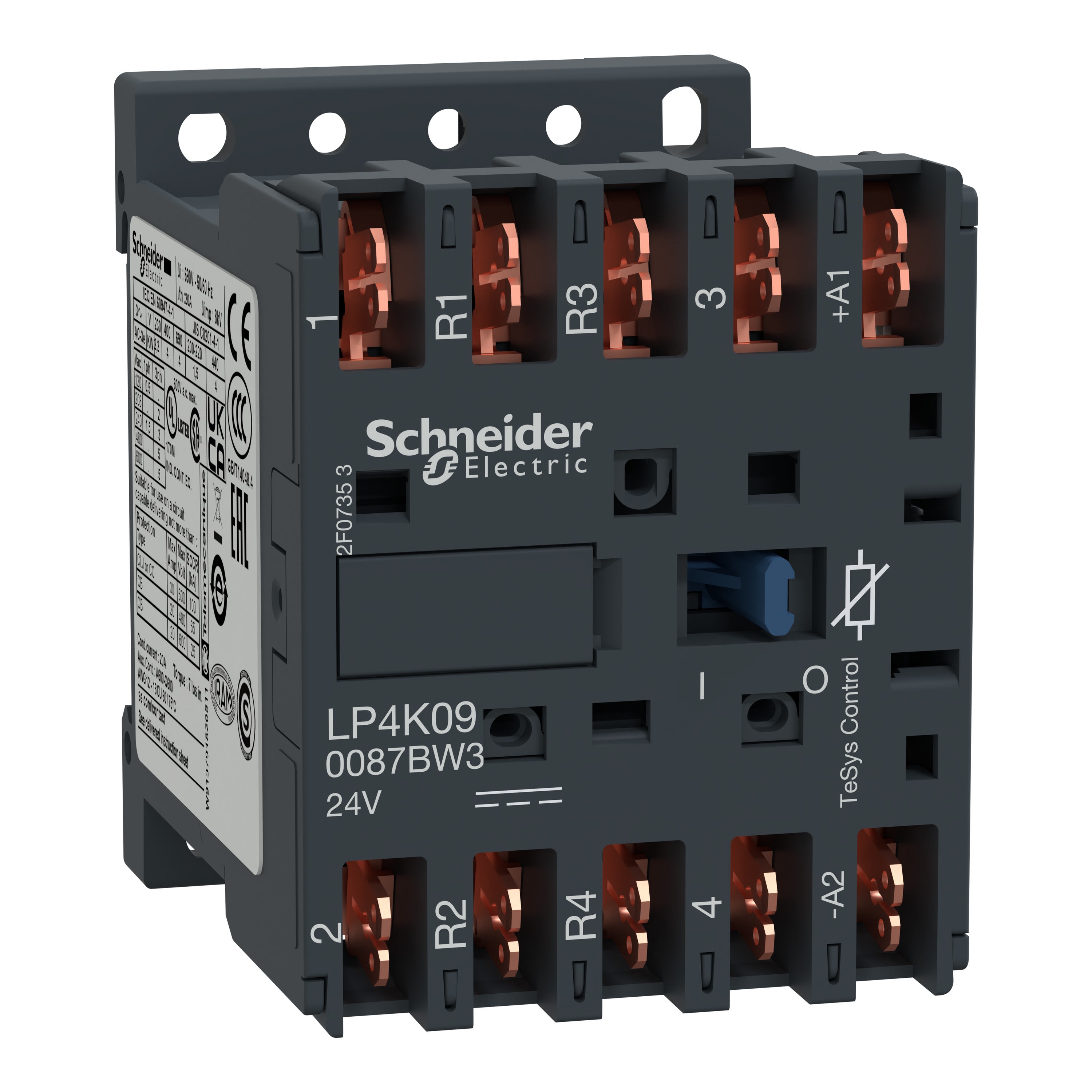 Schneider Electric - TeSys LP4K - contacteur - 4P (2F+2O) - AC-1 440V - 20A - bobine 24Vcc