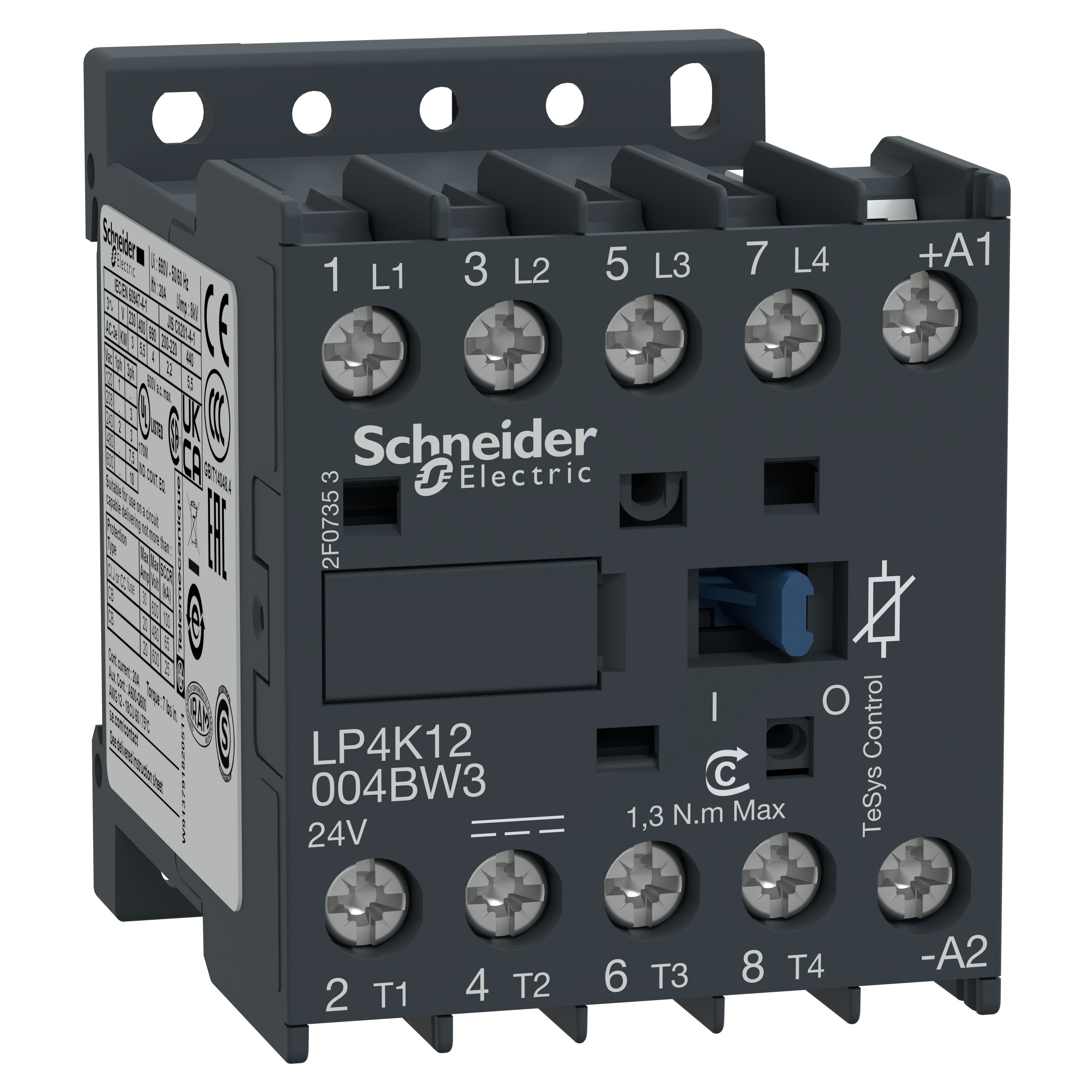 Schneider Electric - TeSys LP4K - contacteur - 4P - AC-1 440V - 20A - bobine 24Vcc