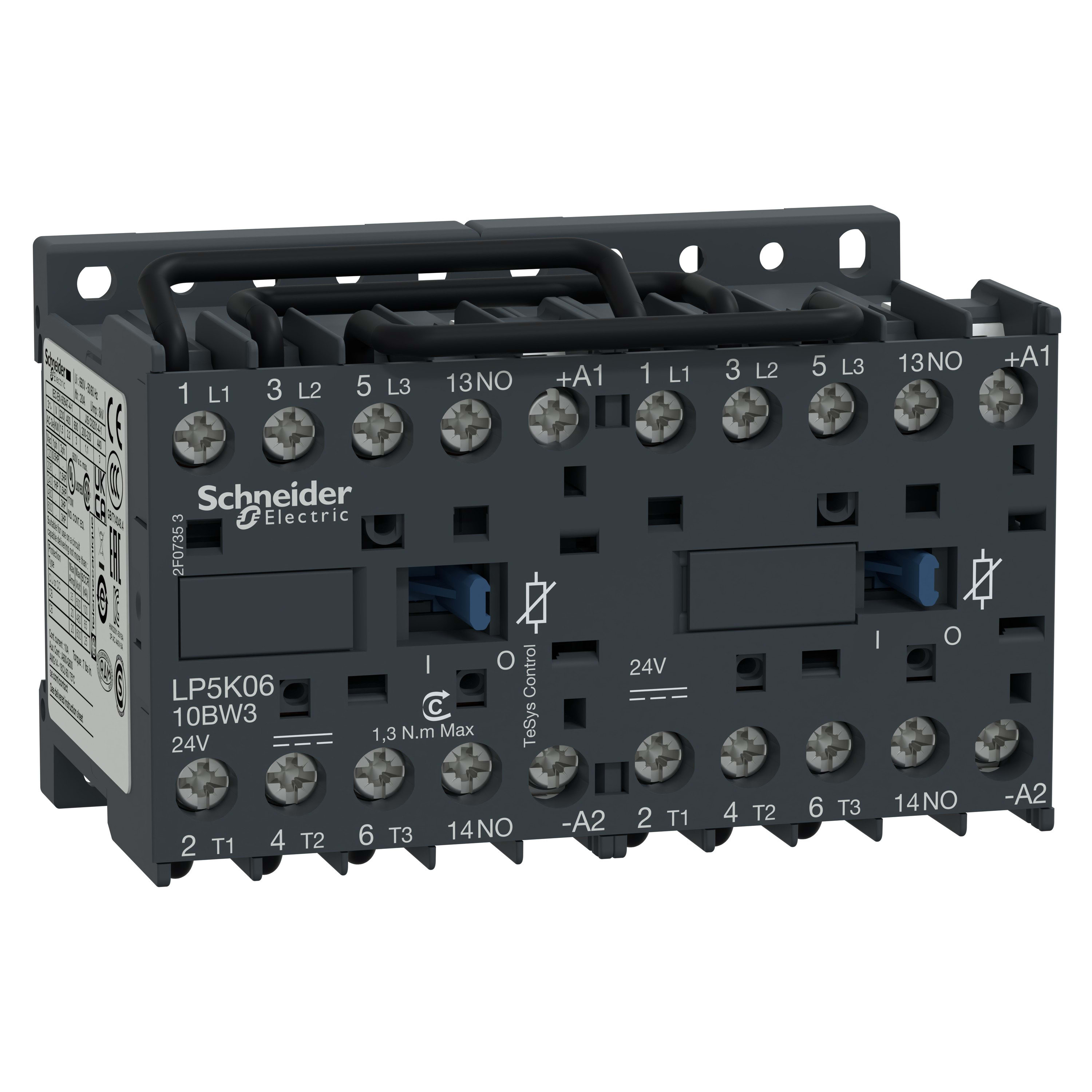 Schneider Electric - TeSys LP5K - contacteur inverseur - 3P - AC-3 440V - 6A - bobine 24Vcc