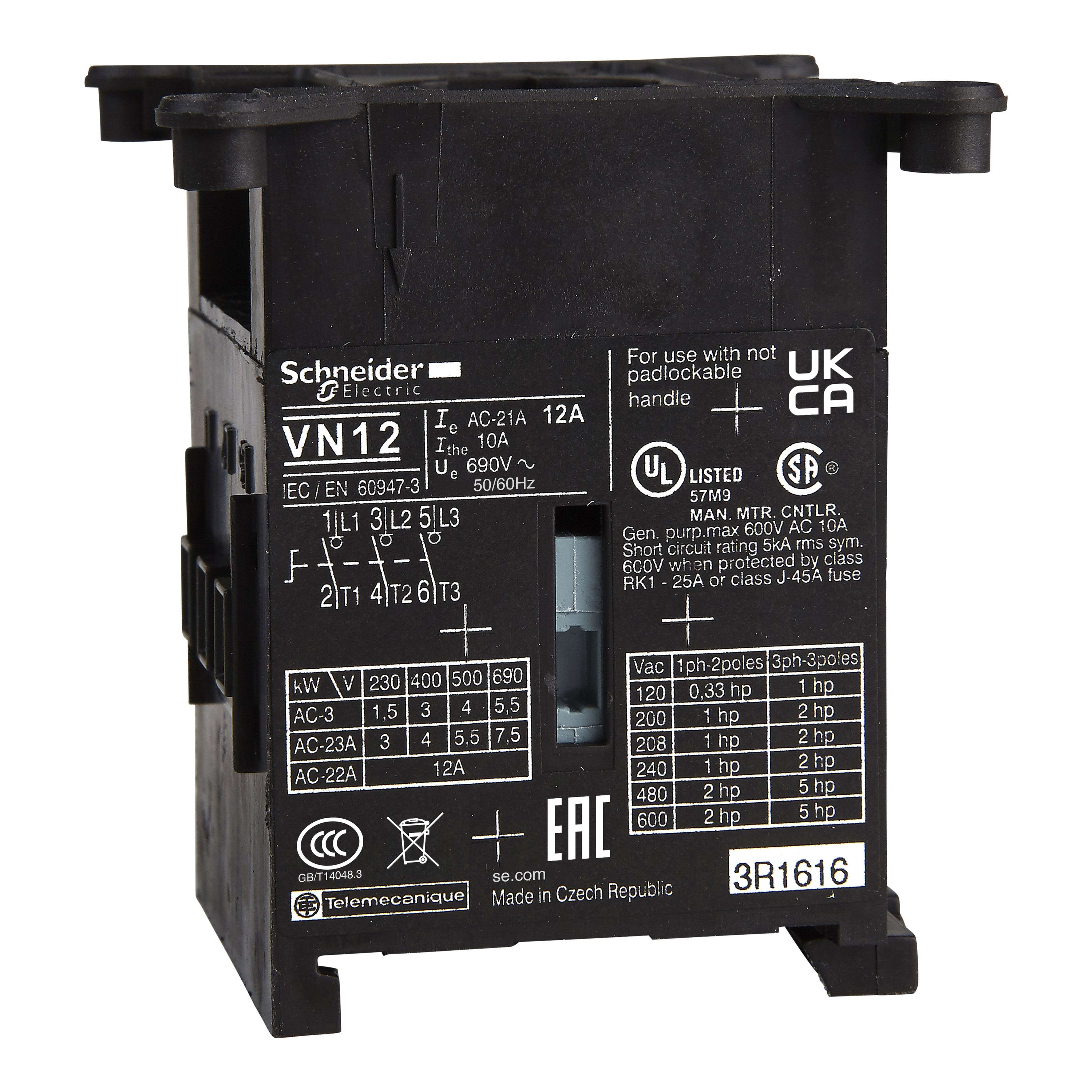 Schneider Electric - TeSys mini Vario - bloc de base pour interrupteur-sectionneur - 3P - 12A