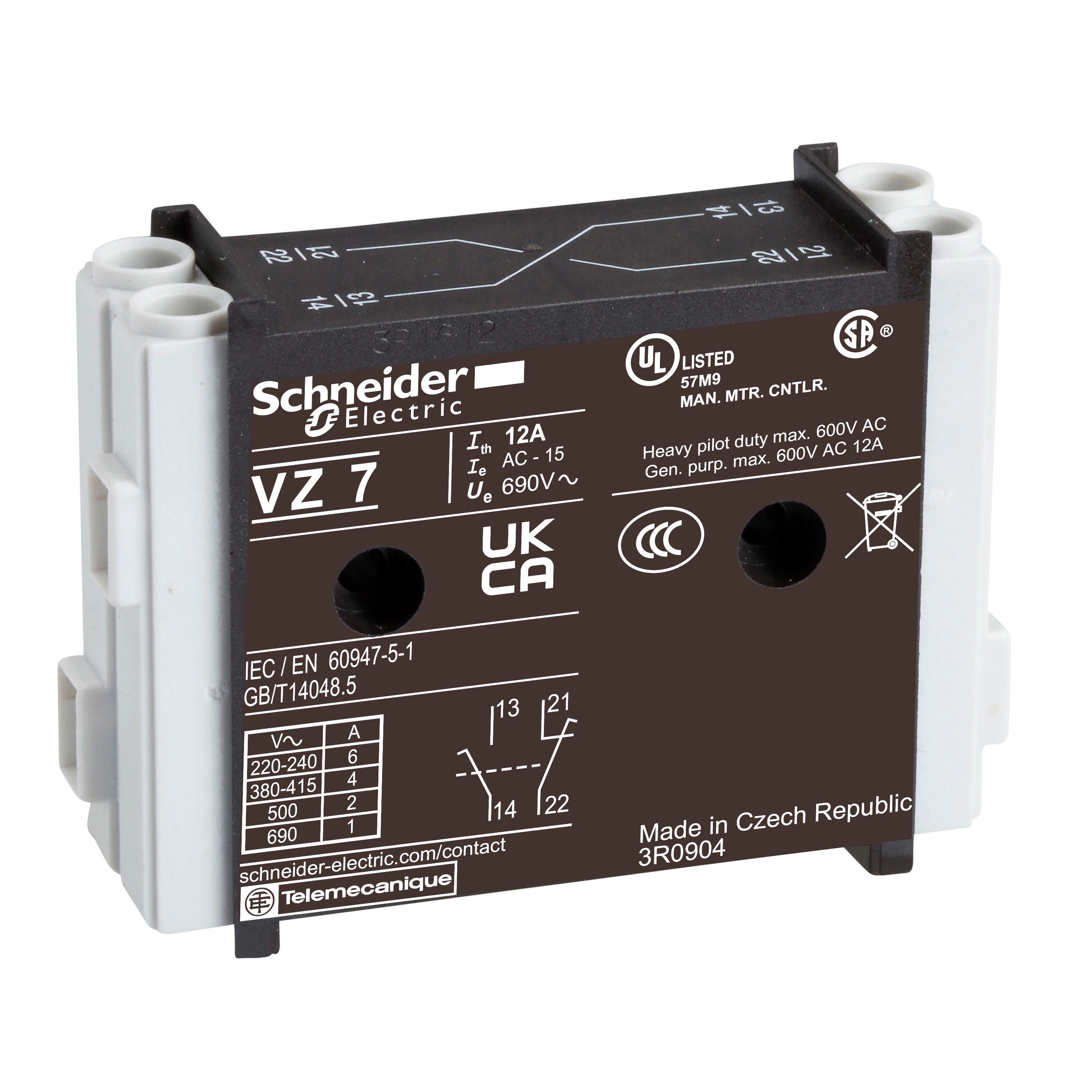 Schneider Electric - TeSys Vario - bloc de contacts - 1F fermeture retardée + 1O ouverture avancée