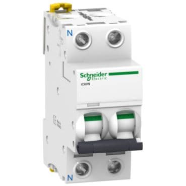 Schneider Electric - Acti9 iC60N - Disjoncteur - 1P+N - 4A - Courbe C - 230Vca - 6000A/50kA