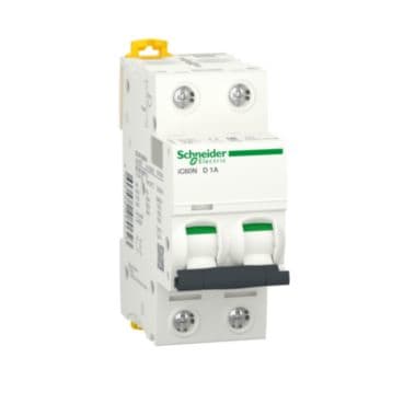 Schneider Electric - Acti9 iC60N - disjoncteur - 2P - 1A - Courbe D - 400Vca - 6000A/50kA