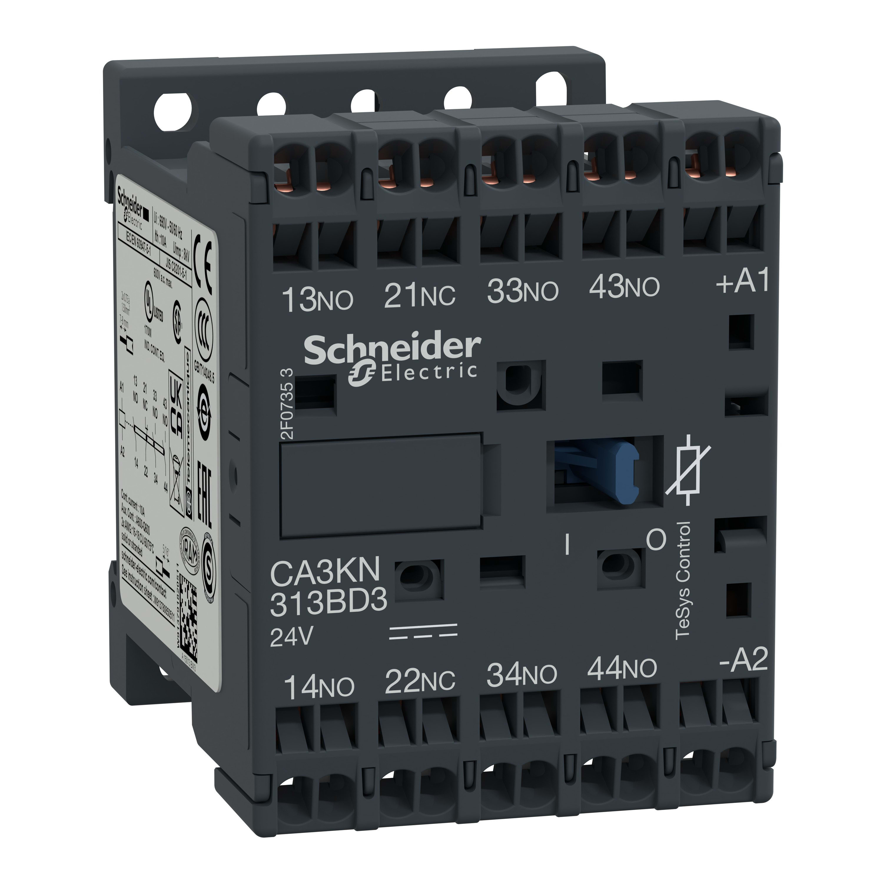 Schneider Electric - TeSys CA3K - contacteur - 3F+1O - instantané - 10A - 24Vcc