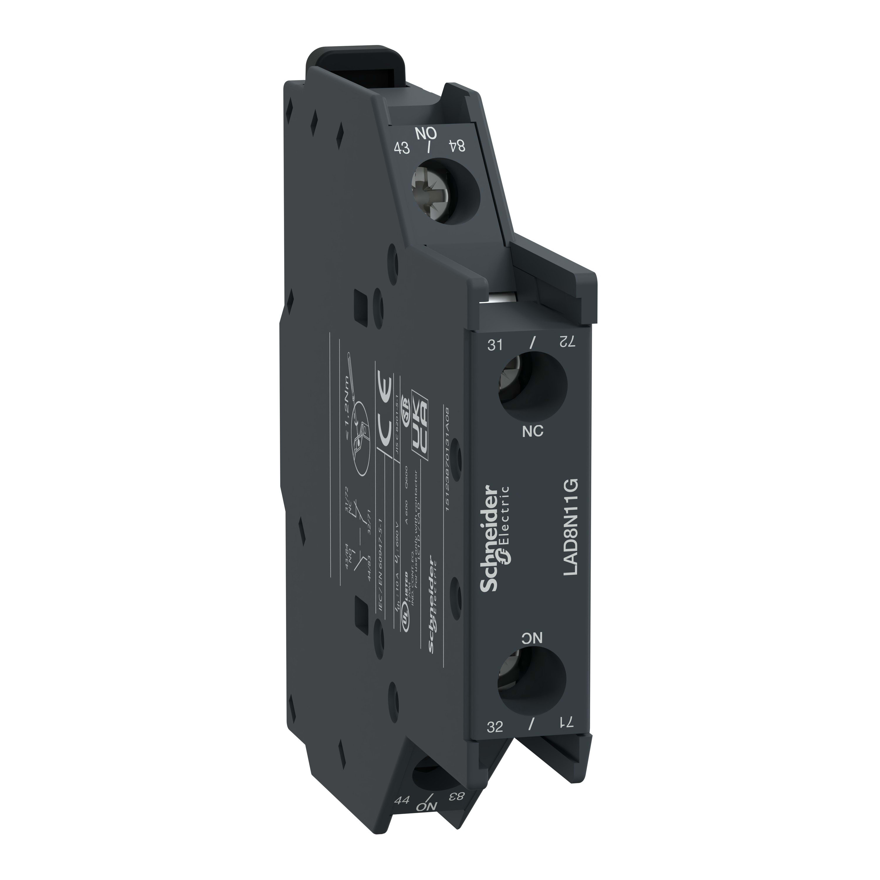 Schneider Electric - TeSys D - bloc contacts aux latéraux - 1F+1O - bornes vis-étriers - EN50012