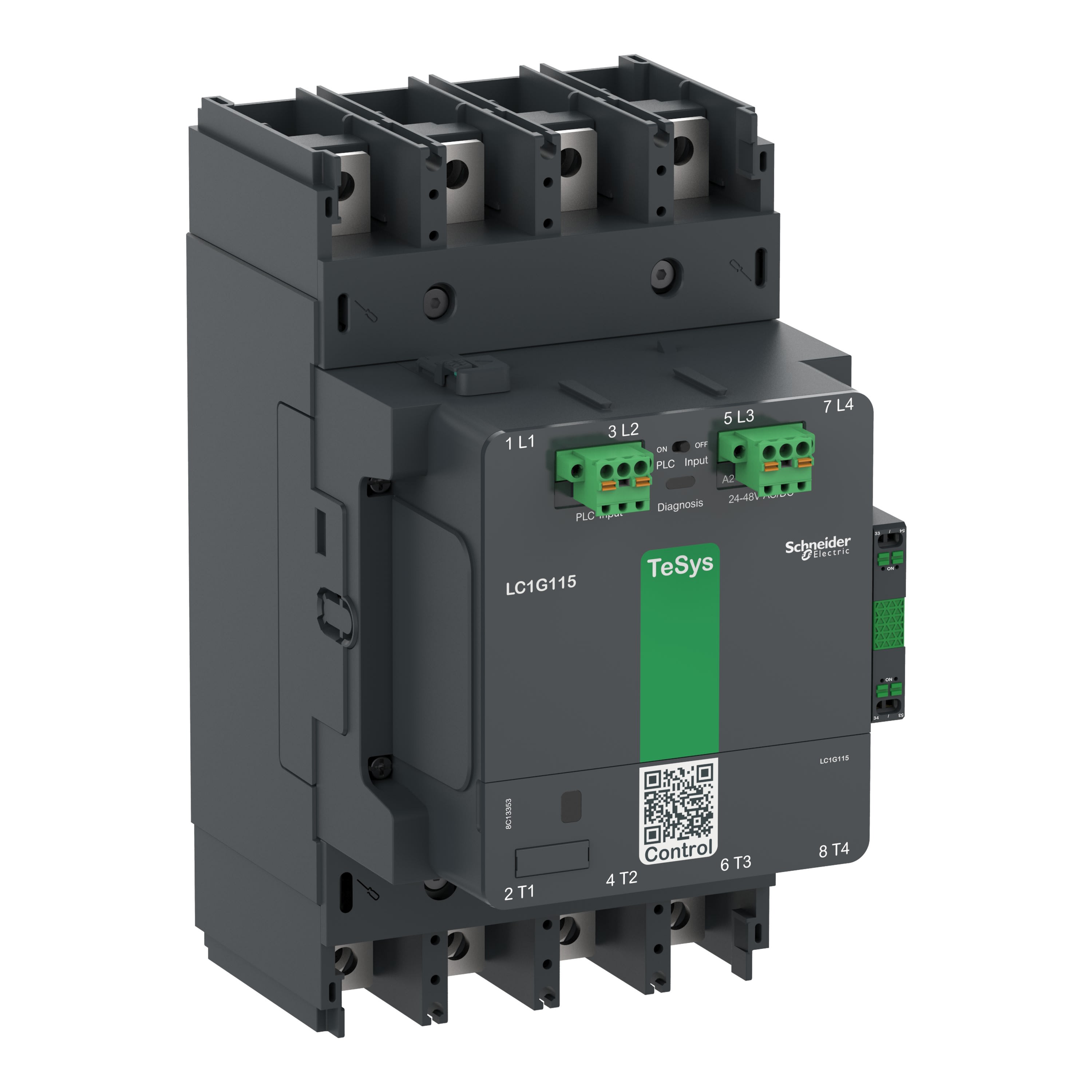 Schneider Electric - Contacteur TeSys LC1G 115A 440V 4P AC3 Advanced 200-500V AC-DC bobine