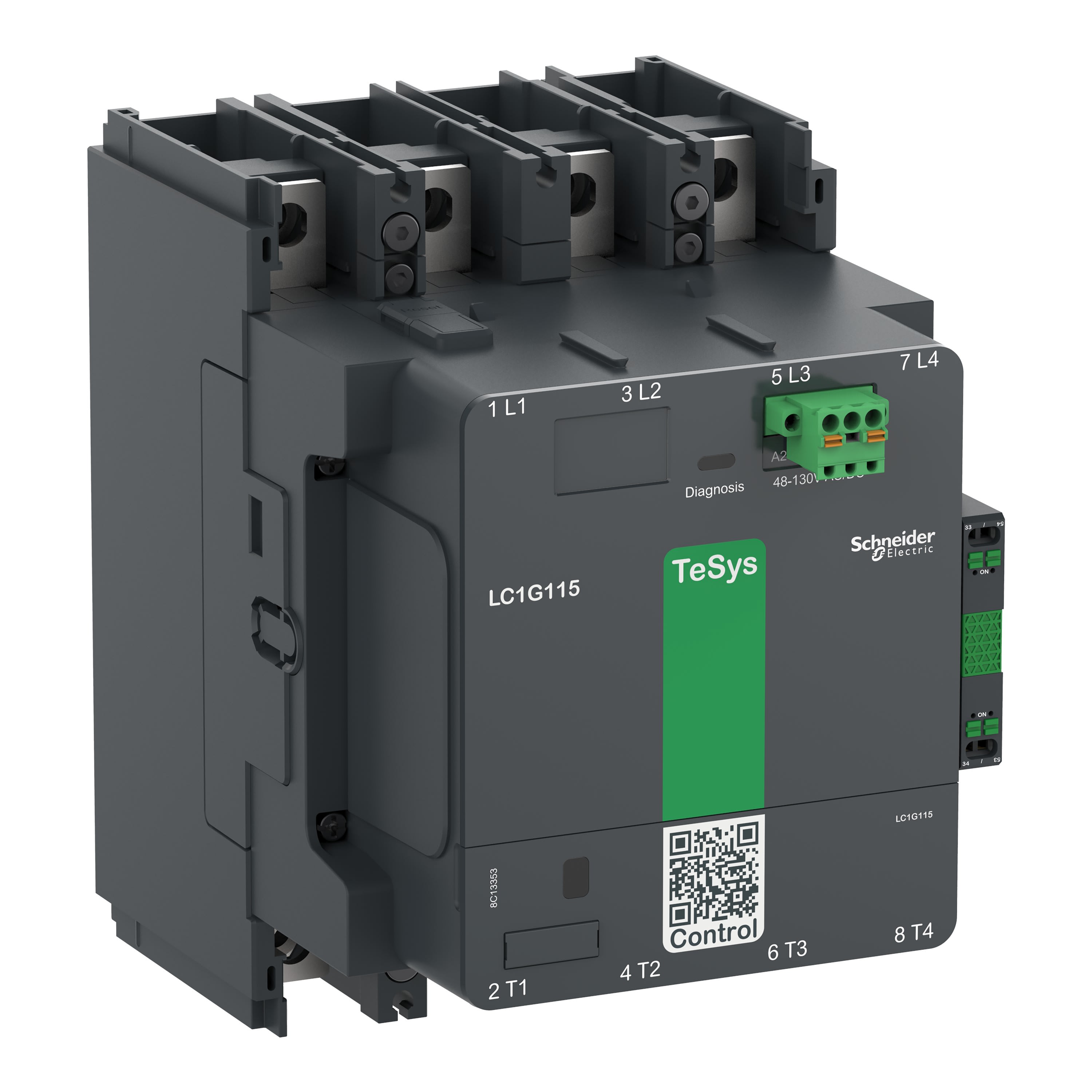 Schneider Electric - Contacteur TeSys LC1G 225A 440V 4P AC3 Standard 48-130V AC-DC bobine