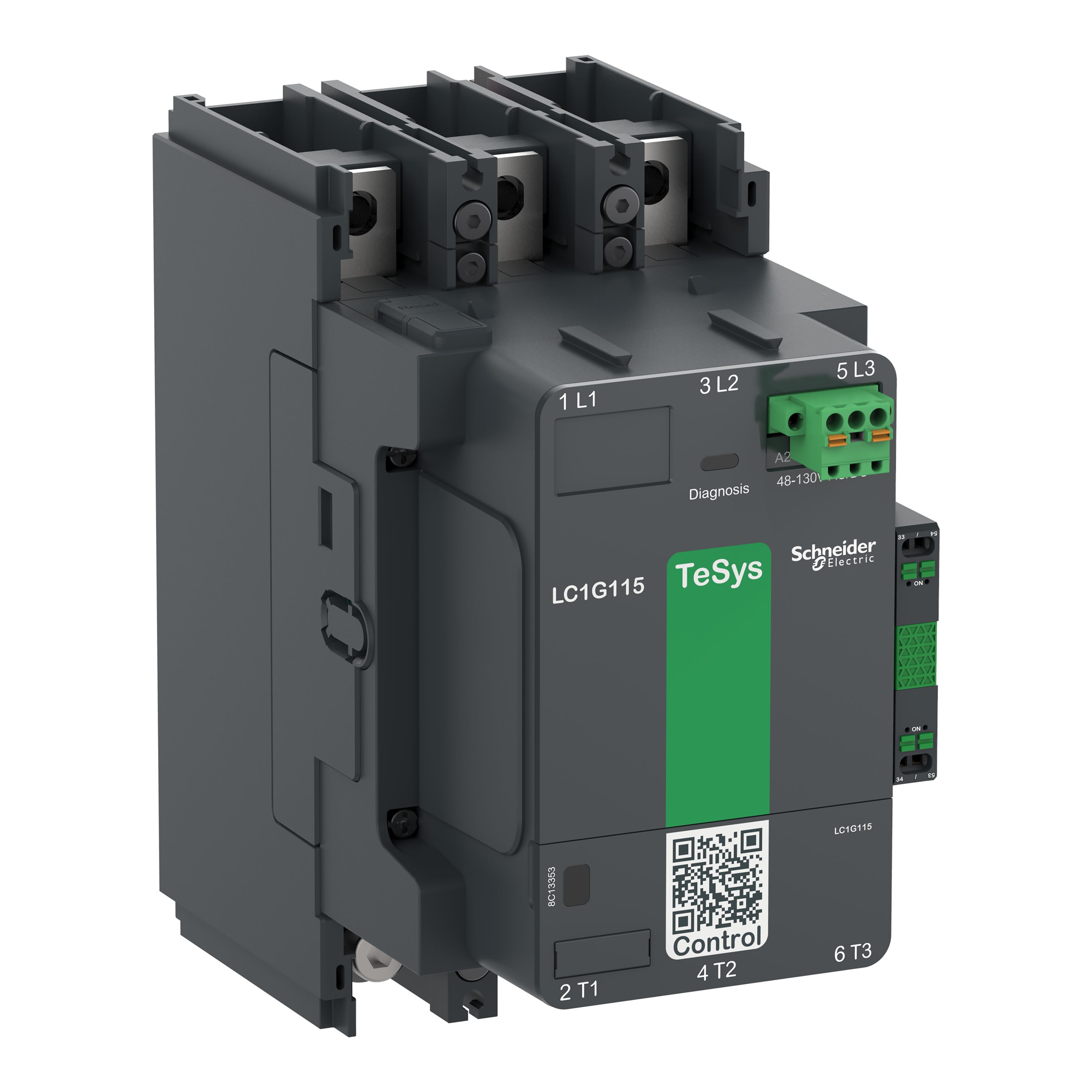 Schneider Electric - Contacteur TeSys LC1G 225A 440V 3P AC3 Standard 48-130V AC-DC bobine