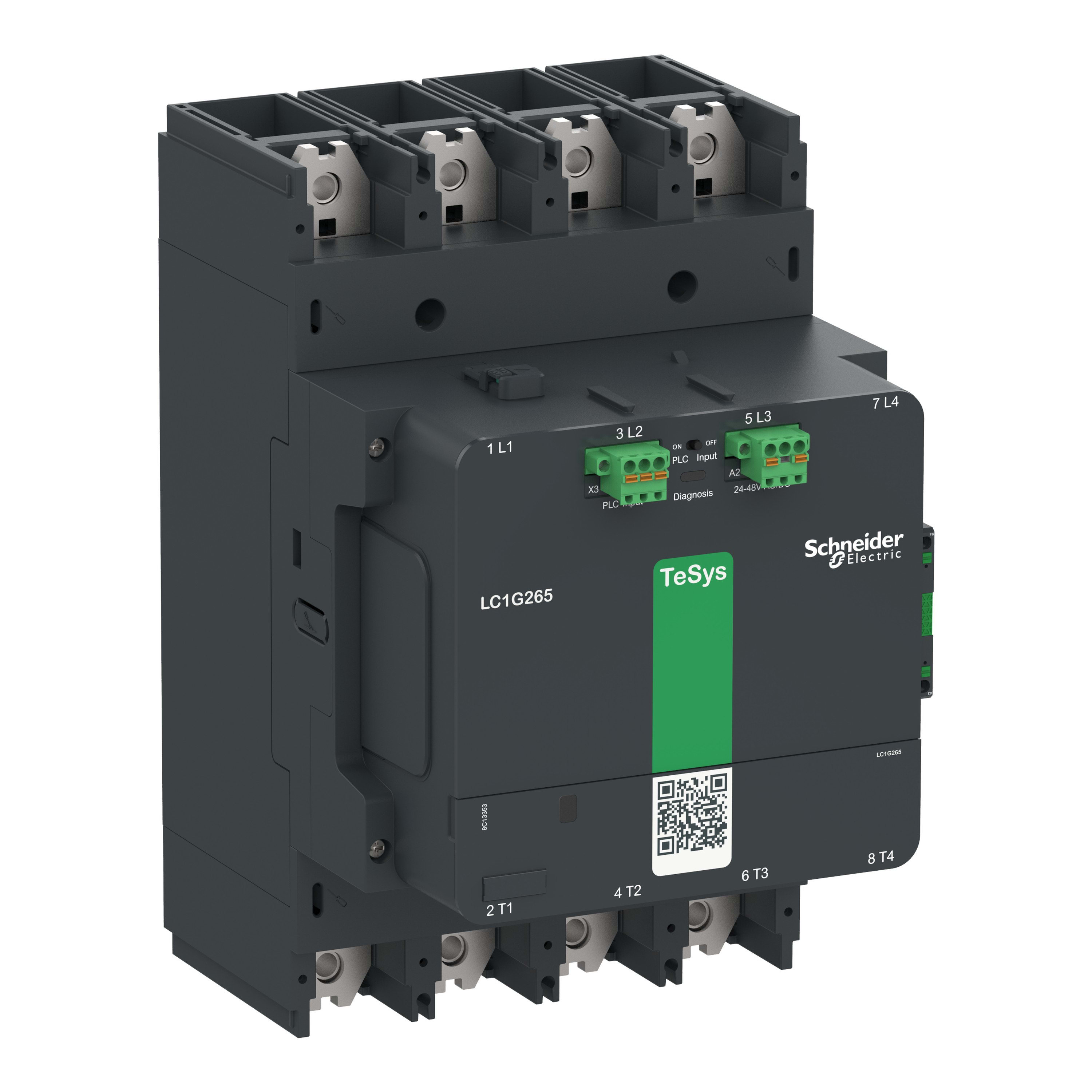 Schneider Electric - Contacteur TeSys LC1G 265A 440V 4P AC3 Advanced 200-500V AC-DC bobine