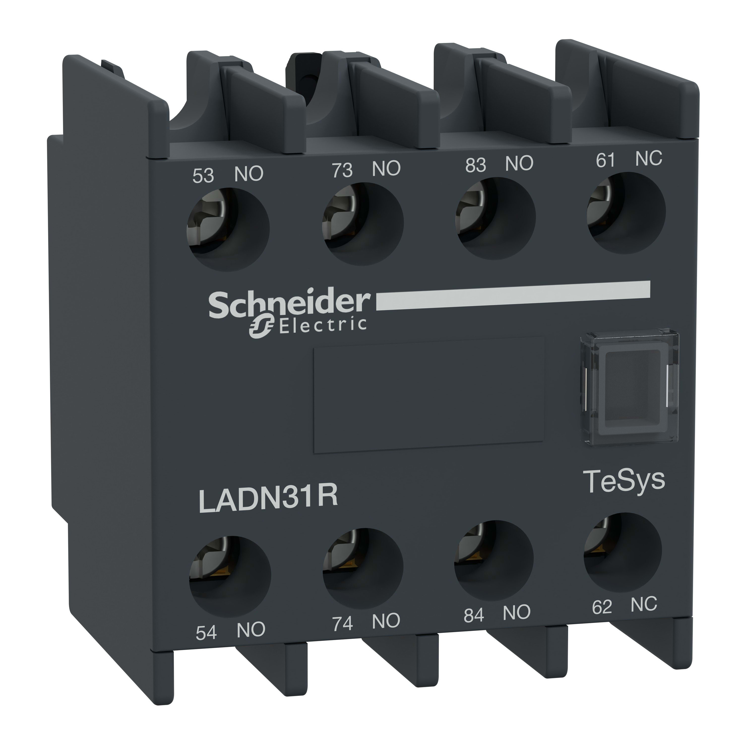 Schneider Electric - TeSys D - bloc contacts aux frontaux - 3F+1O - bornes vis-étriers - 17V/1mA